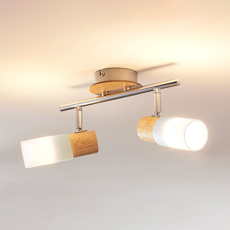 Foco de madera Christoph, 2 luces