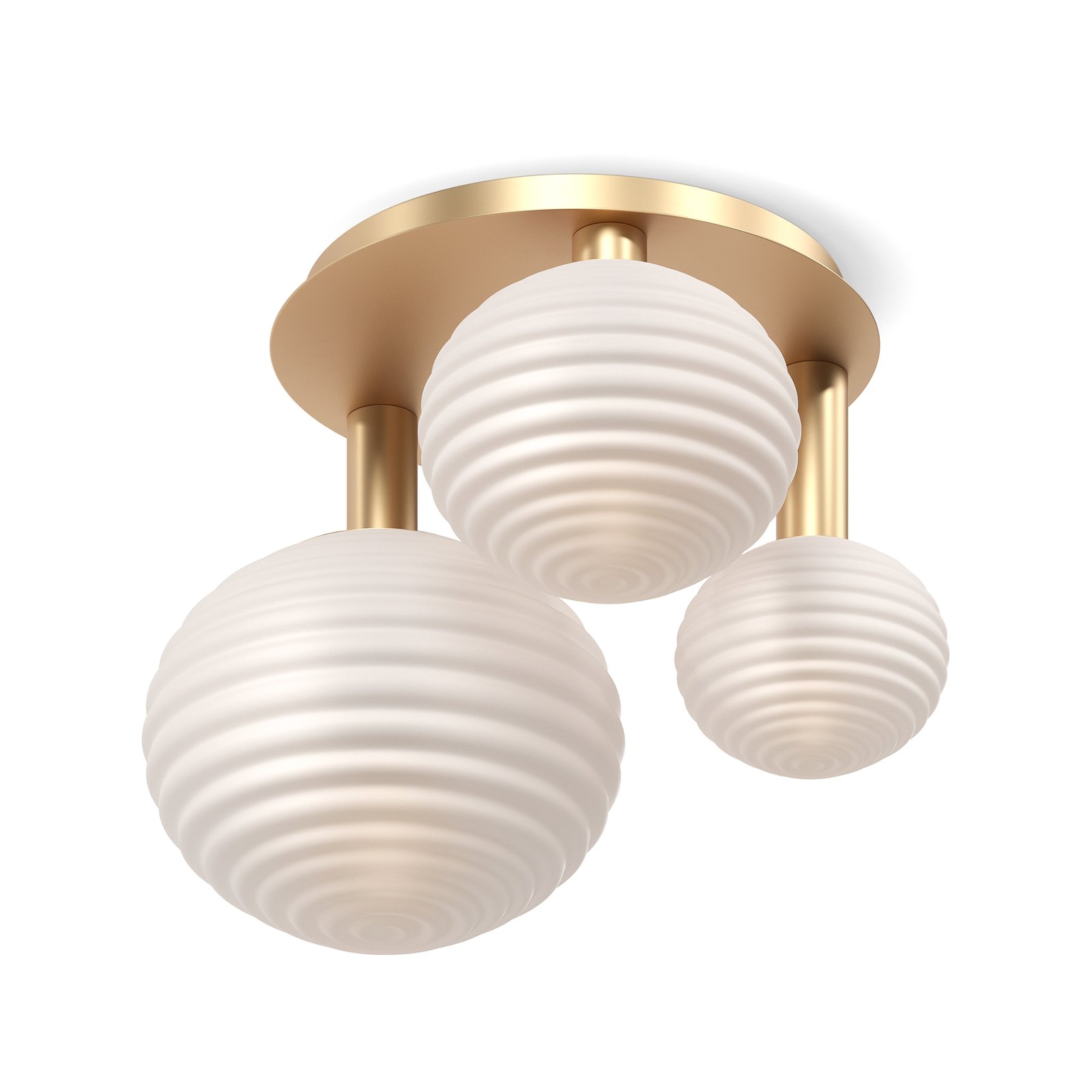 Maytoni plafonnier Reels, 3 lampes, doré / blanc, verre