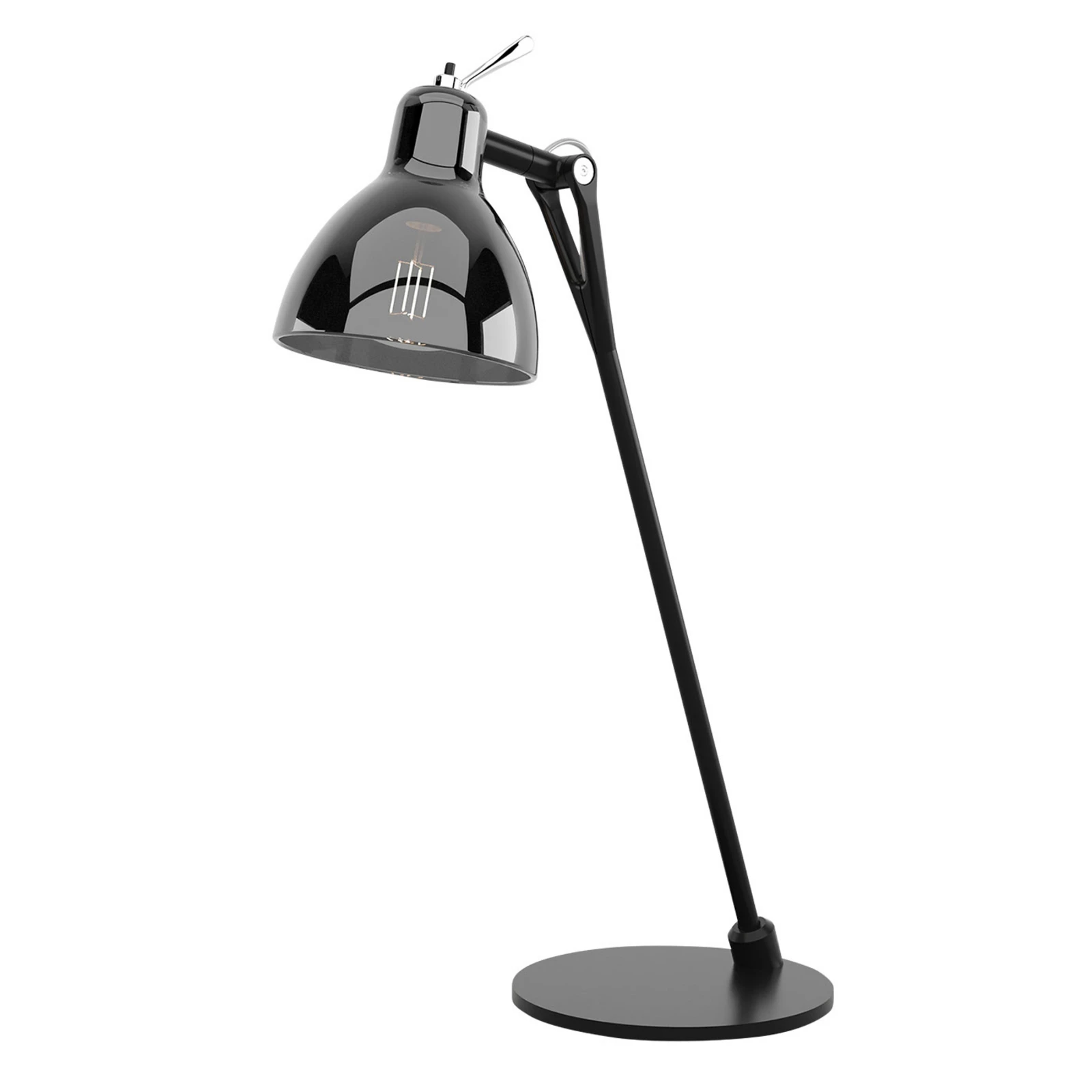Rotaliana galda lampa Luxy T0 Glam, melna/dūmu krāsa, 52 cm