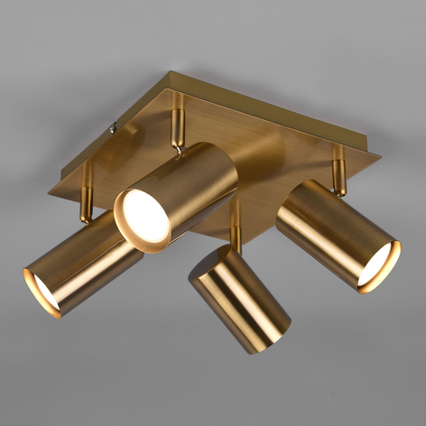Plafondspot Marley, oudmessing, 4-lamps