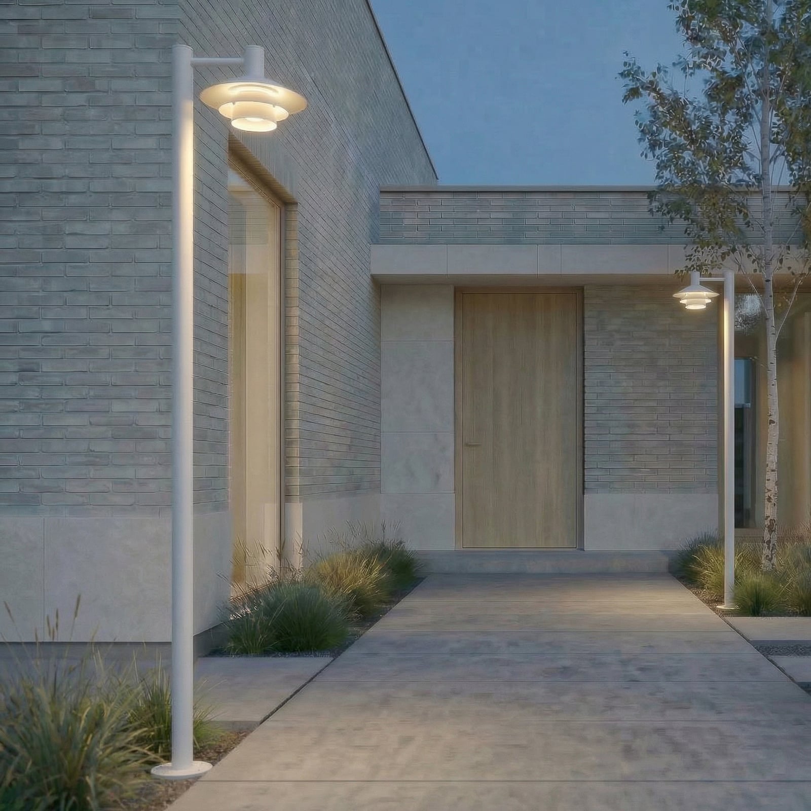 Montaro LED-Außenleuchte, weiß, 220 cm, IP54, Aluminium - Lucande