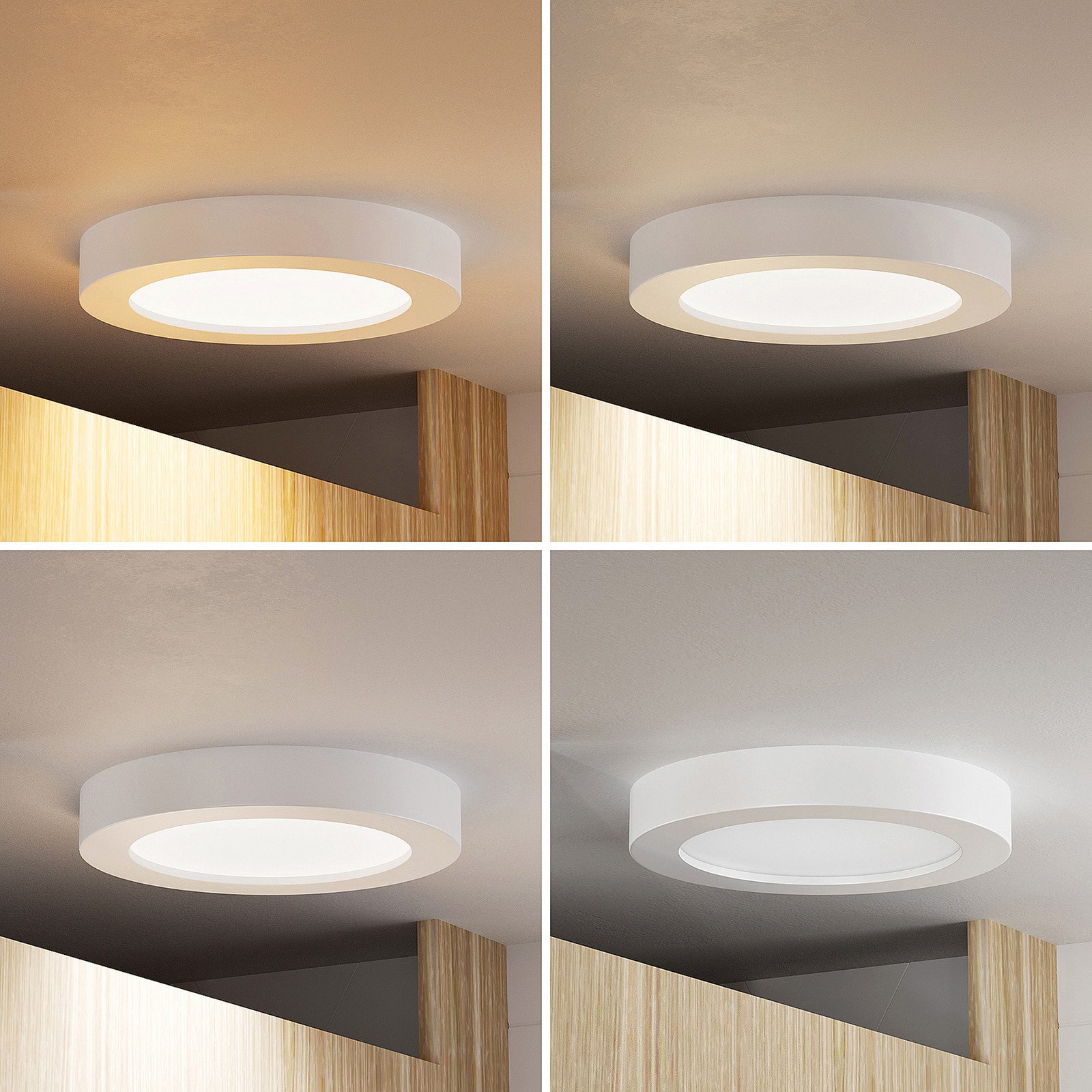 Prios plafonieră LED Edwina alb 23 cm CCT IP44 - Baie - modern - Metal