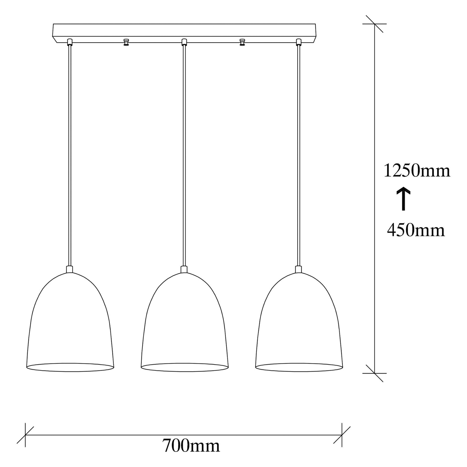 Tattoo 6173 hanglamp, zwart, metaal 3-lamps lineair