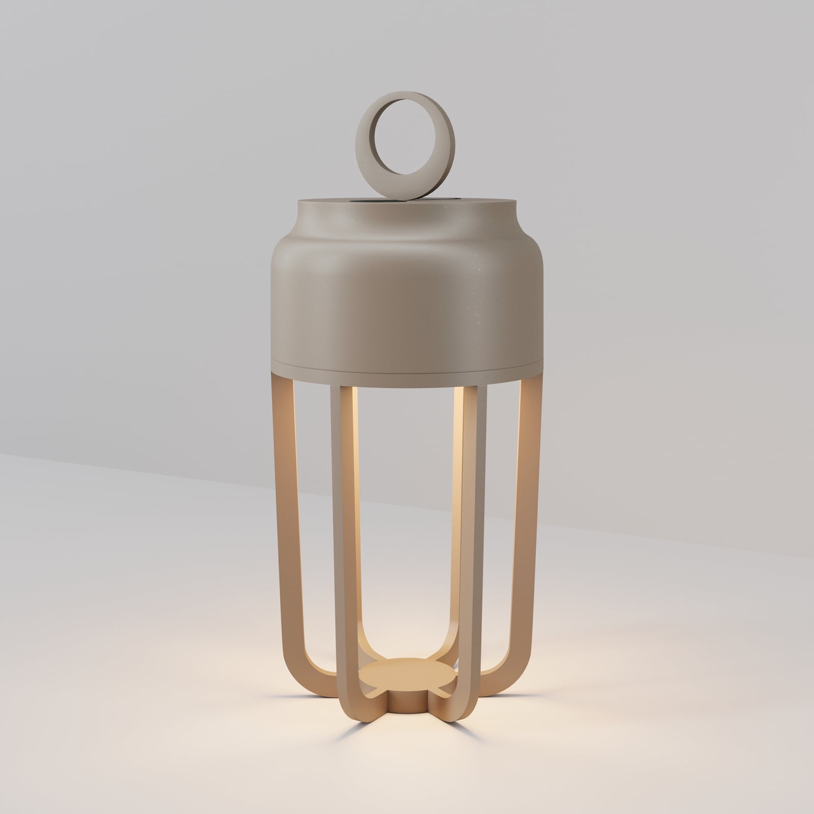 Vetra LED-bordlampe med batteri, beige, højde 22 cm, metal, IP54, dæmpbar Vetra LED-bordlampe med batteri, beige, højde 22 cm, metal, IP54, dæmpbar