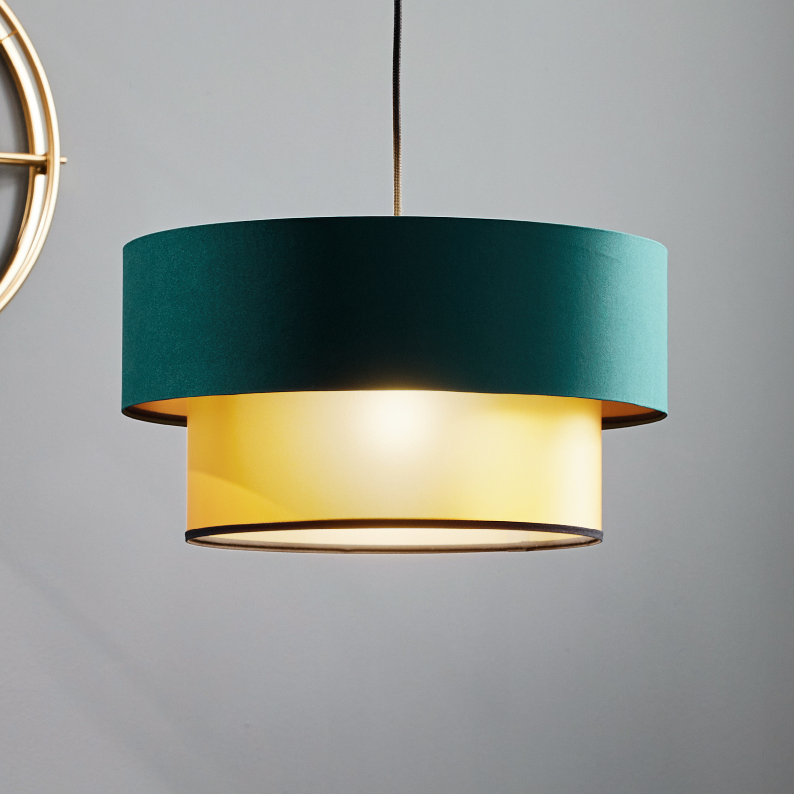 Lampa wisząca Dorina, zielona/złota Ø 40 cm