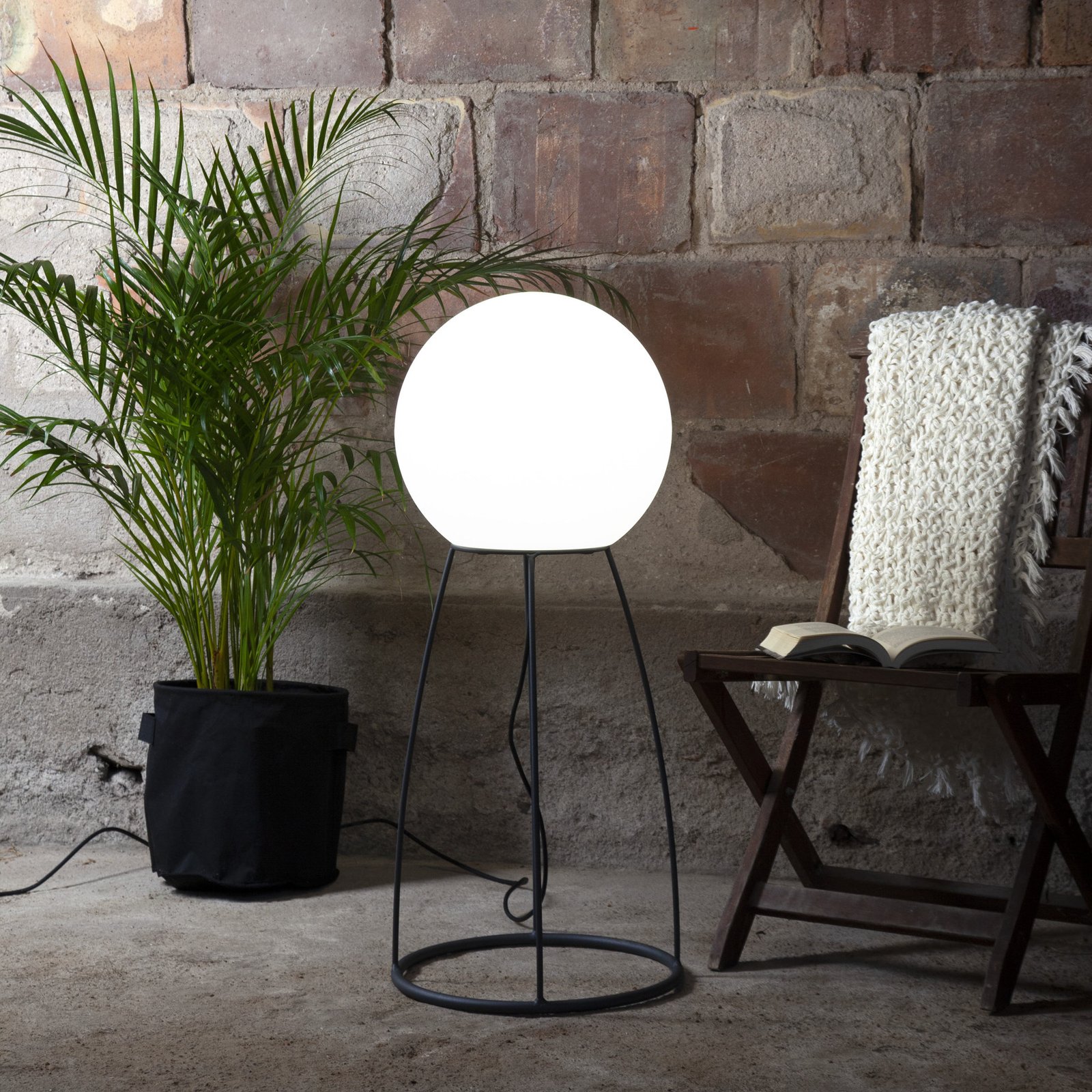 Patio lamp Mallorca 95 cm zwart/wit kunststof/metaal