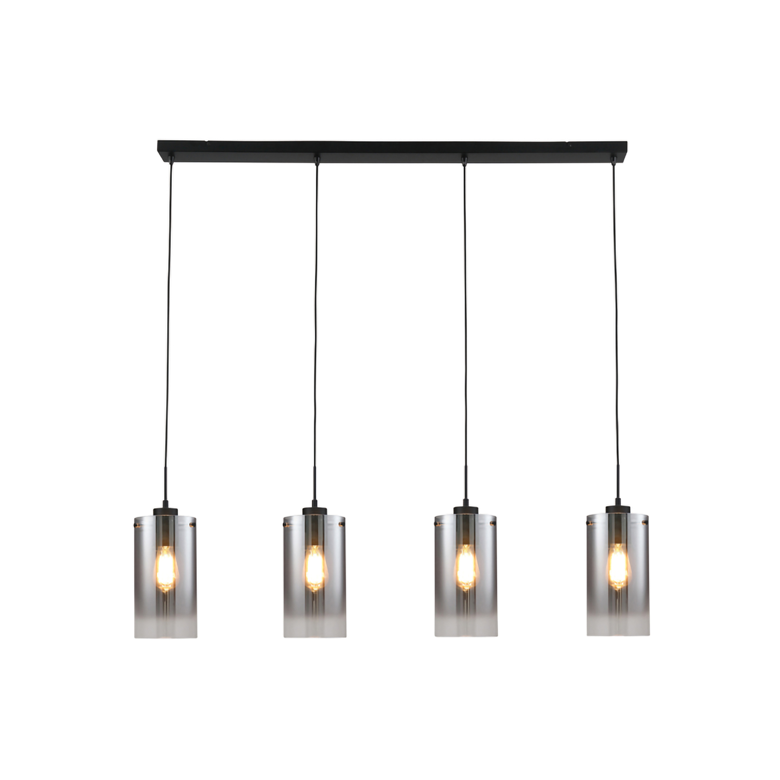 Ventotto hanglamp, zwart/rook, lengte 125 cm, 4-lamps.