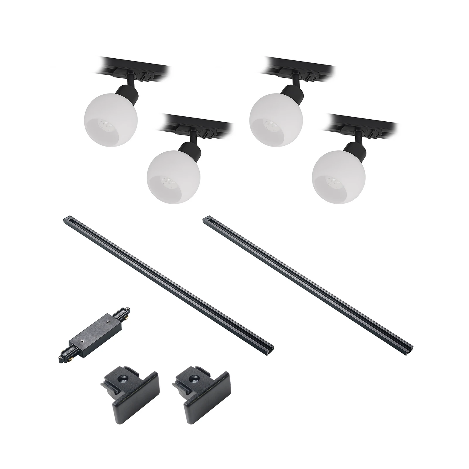 Lindby système de lampes sur rail monophasé Linaro, E14, 4 lampes, noir