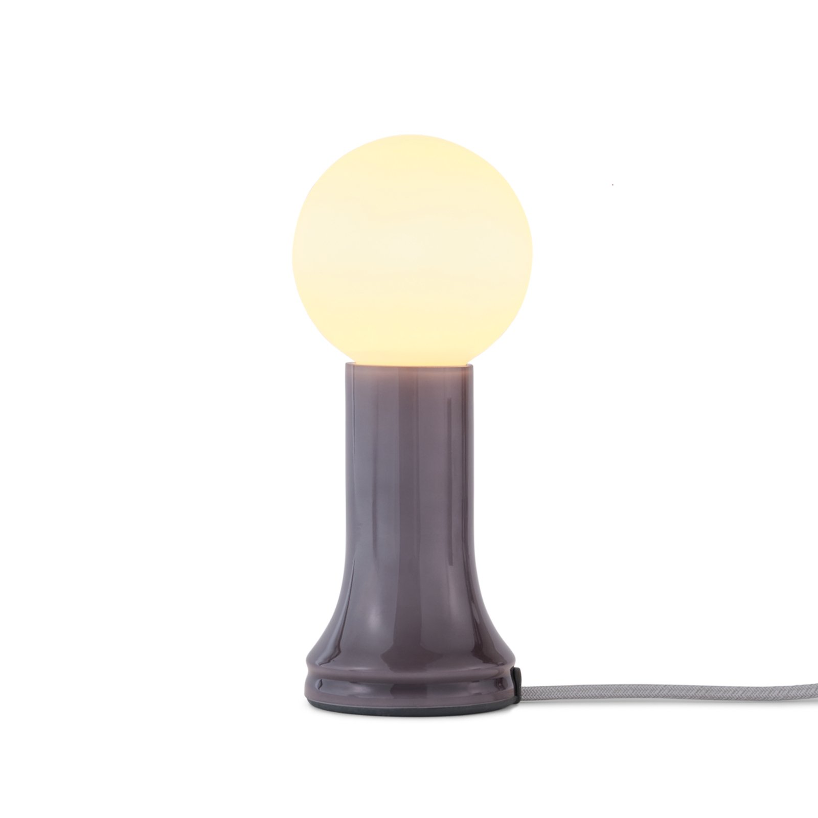 Stolná lampa Tala Shore, sklo, E27 LED lampa Globe, sivá
