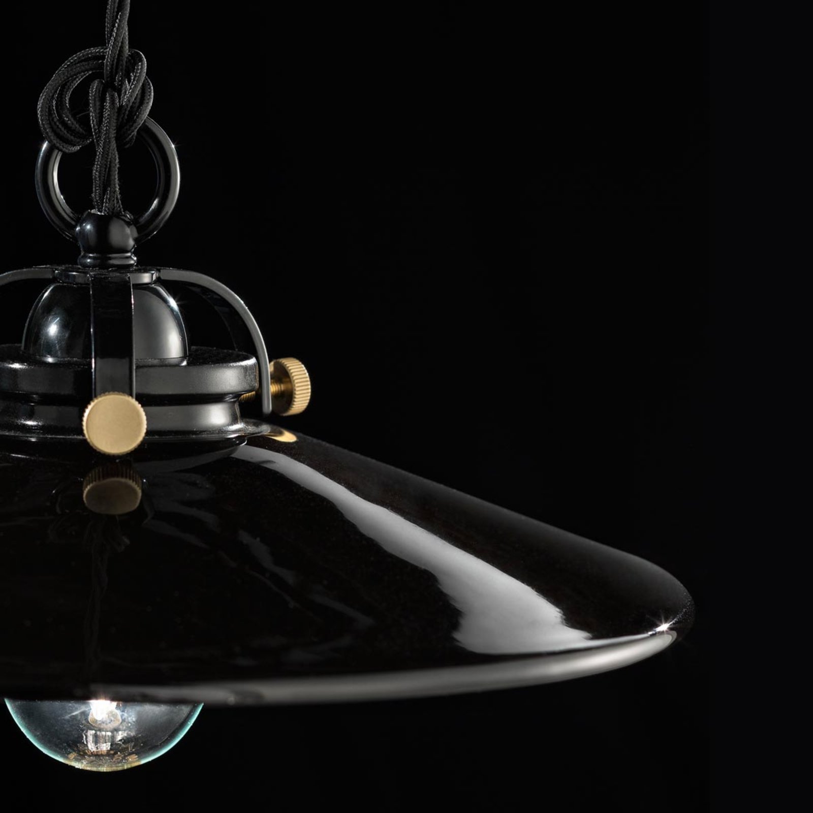 Black ceramic pendant light Edoardo, 31cm