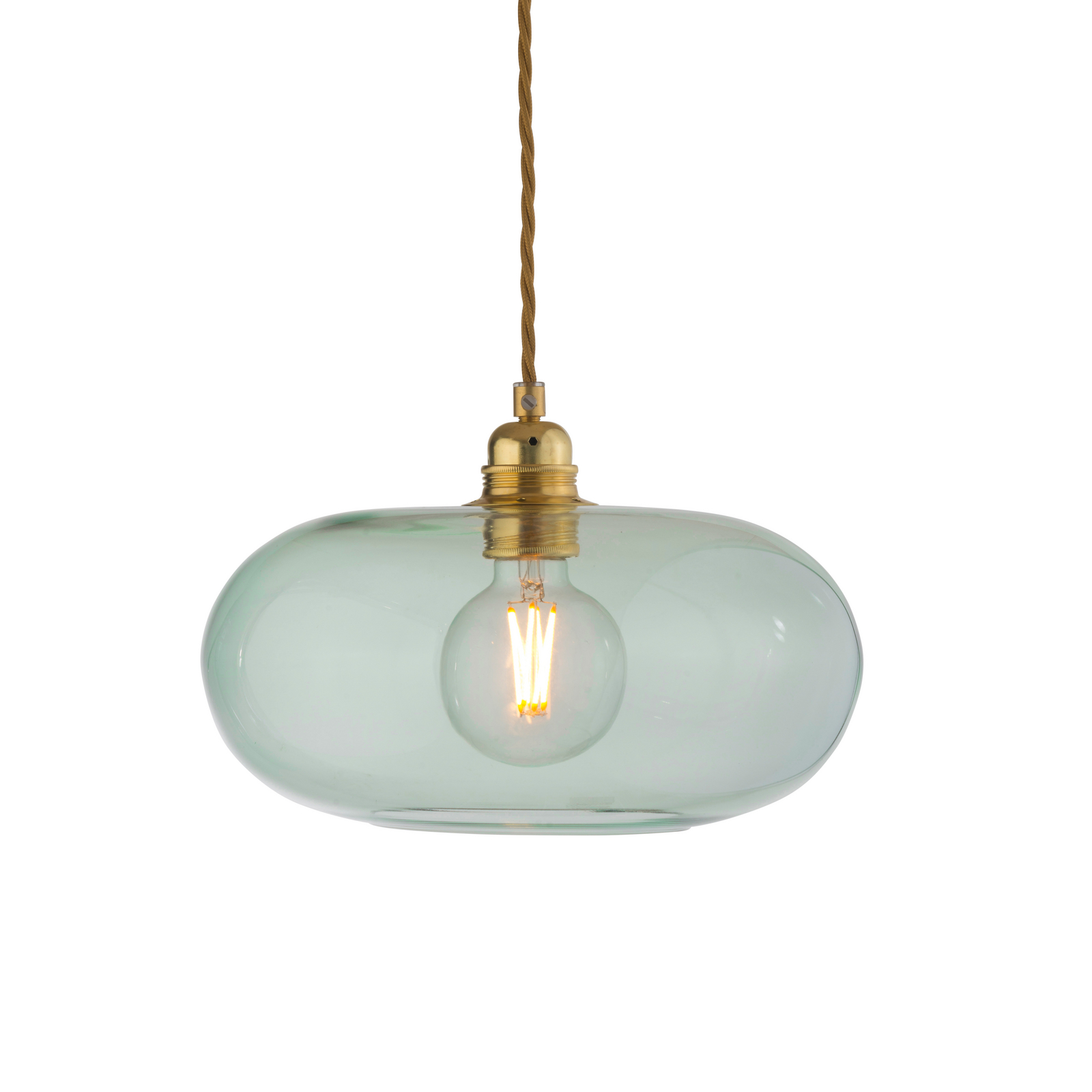 EBB & FLOW pendellampa Horizon, grön, glas, Ø 29 cm