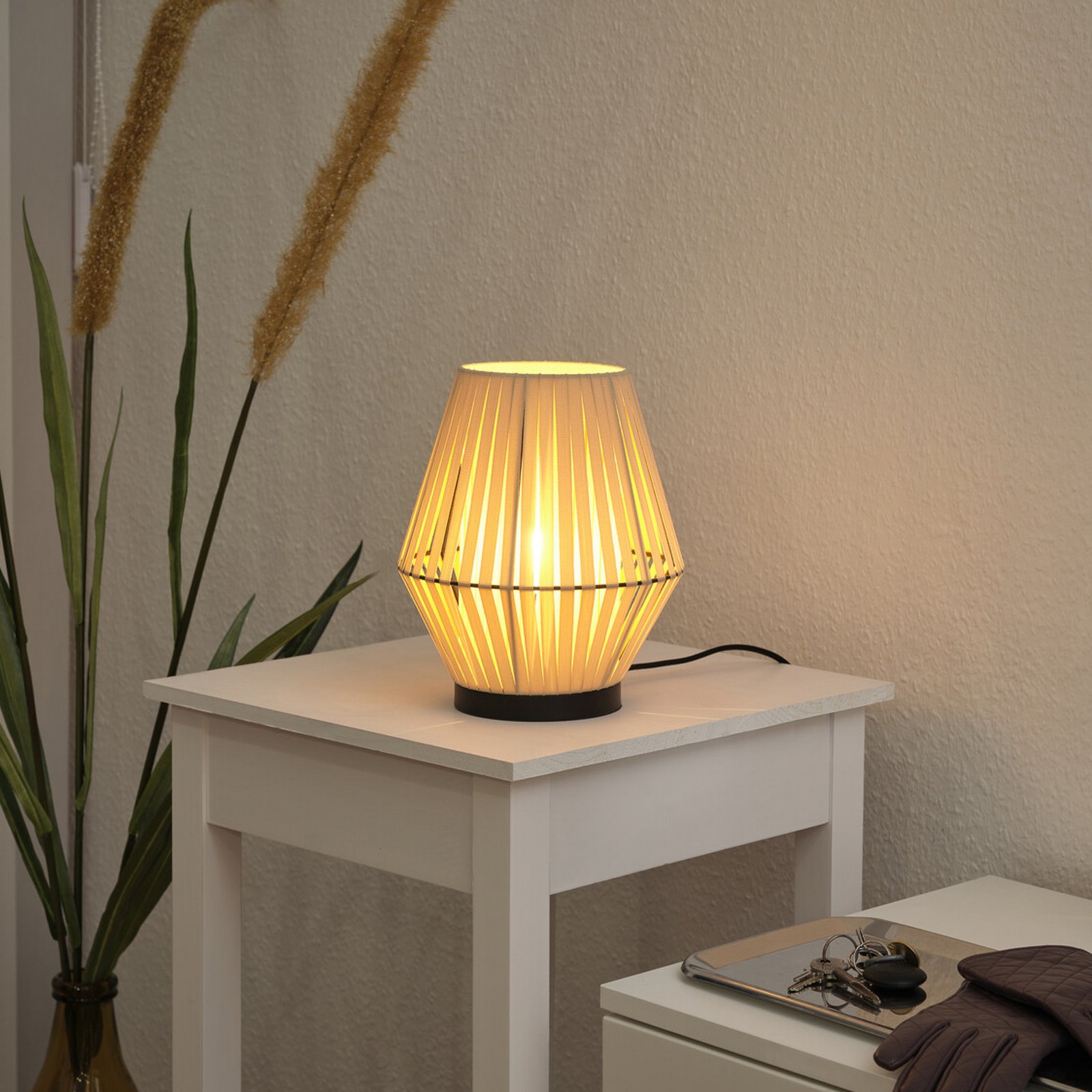 OSRAM bordlampe Decor Stripes, beige, tekstil, E14
