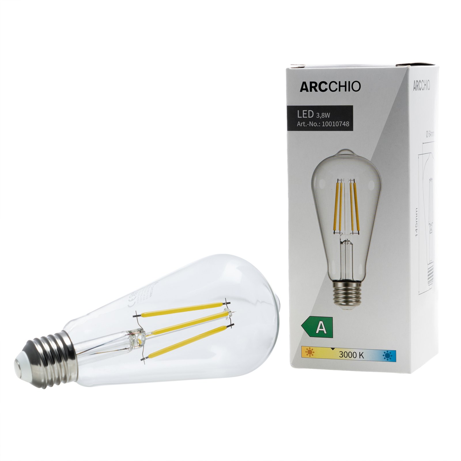 Arcchio LED-Rustikalampe klar E27 3,8W 3000K 806lm