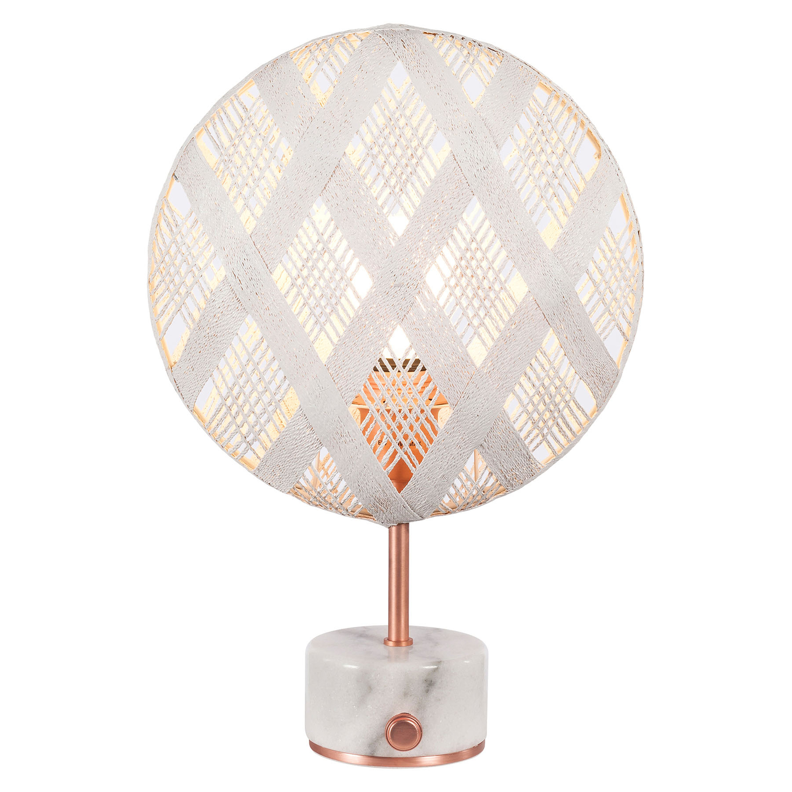 Forestier Chanpen S Diamant table copper/white, for Living / Dining Room, hemp, metal, marble, E27, 60 W, energy efficiency: A++, H: 41 cm
