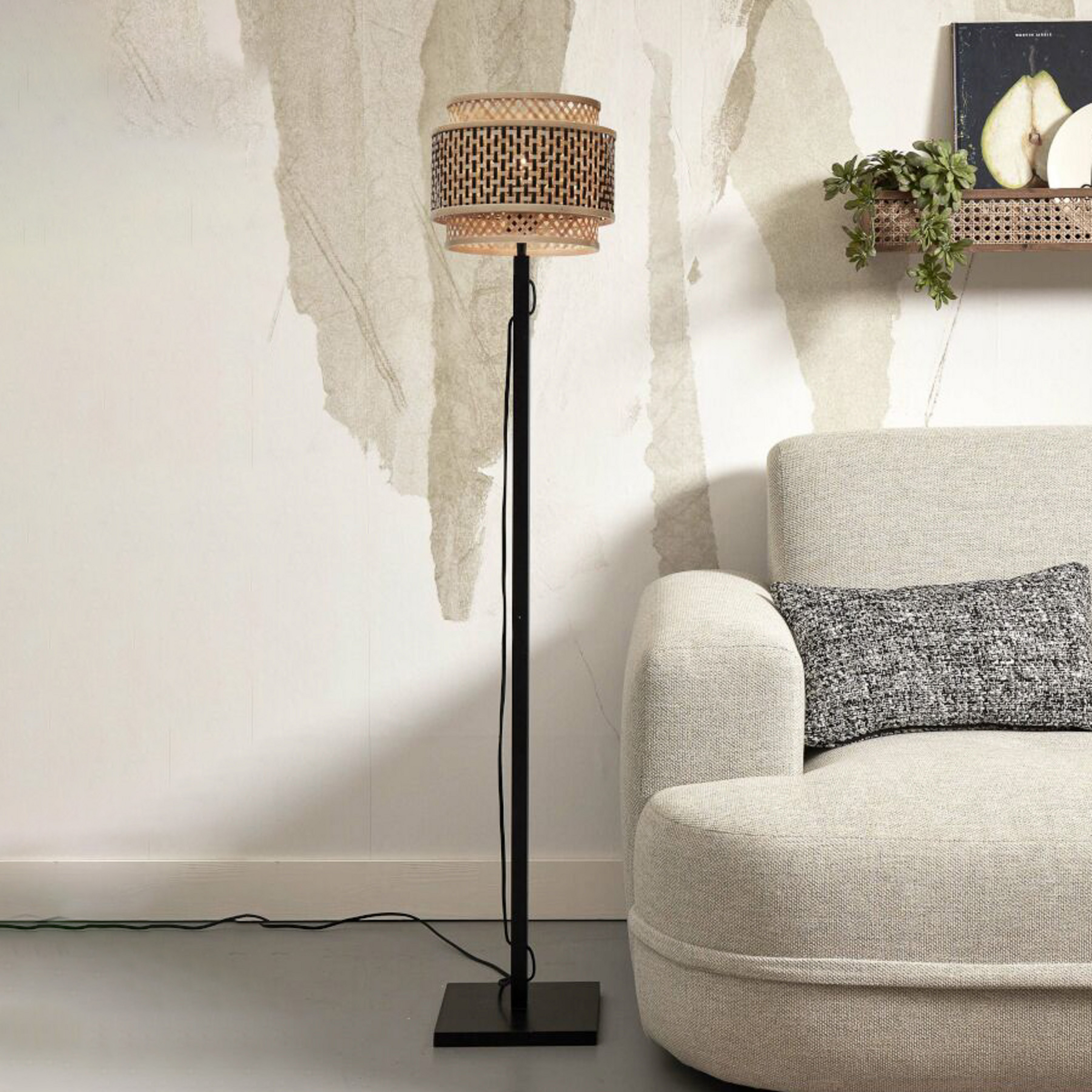 GOOD & MOJO Bhutan φωτιστικό δαπέδου ύψους 130 cm μαύρο