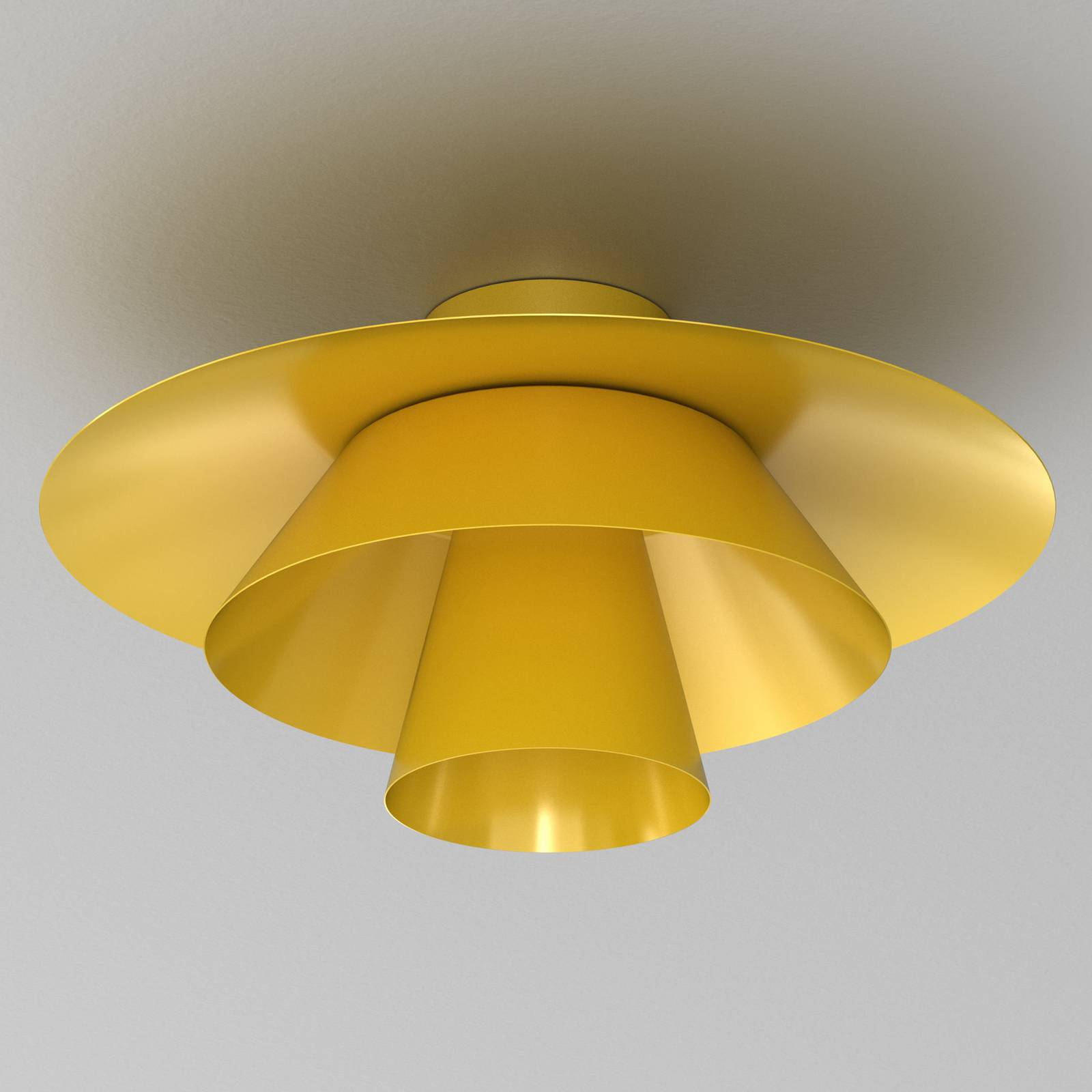 Lampa sufitowa Plato, musztardowa, metal, Ø 38 cm, E27