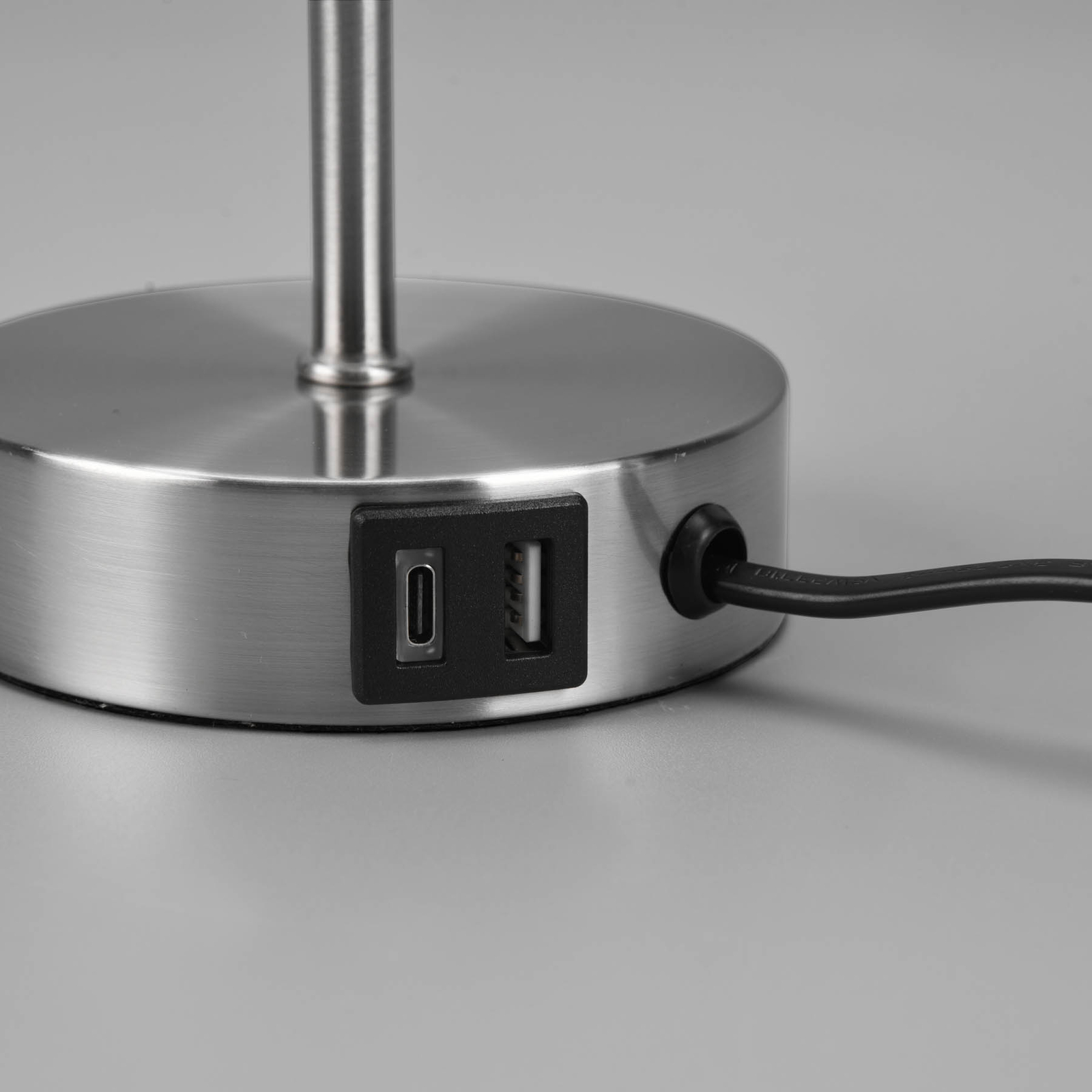 Stolní lampa Jaro s USB přípojkou, bílá/nikl