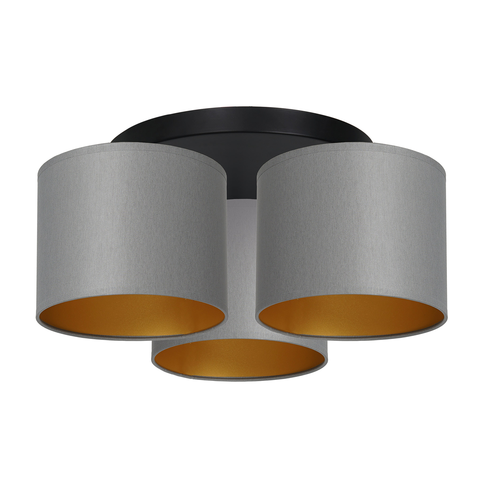 Soho ceiling light, cylindrical, 3-bulb grey/gold