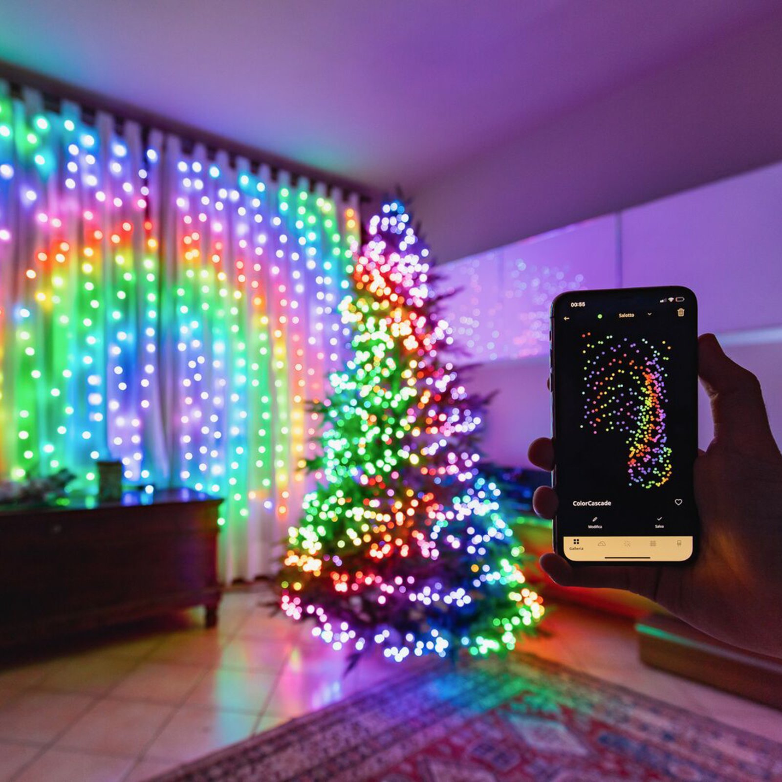 Twinkly fairy lights RGB, black, 100-bulb 8 m