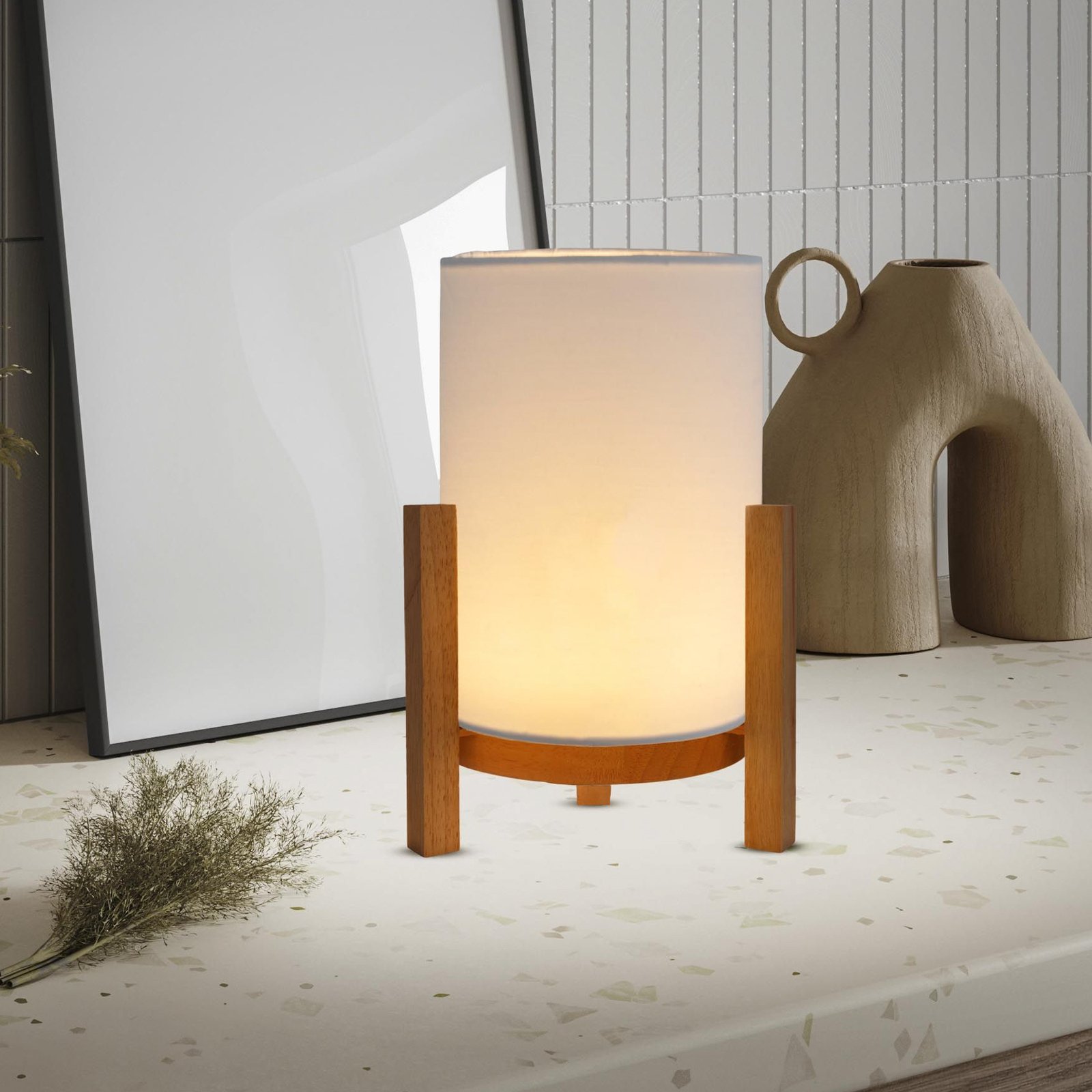 Madita LED-bordlampe, højde 32 cm, natur/hvid