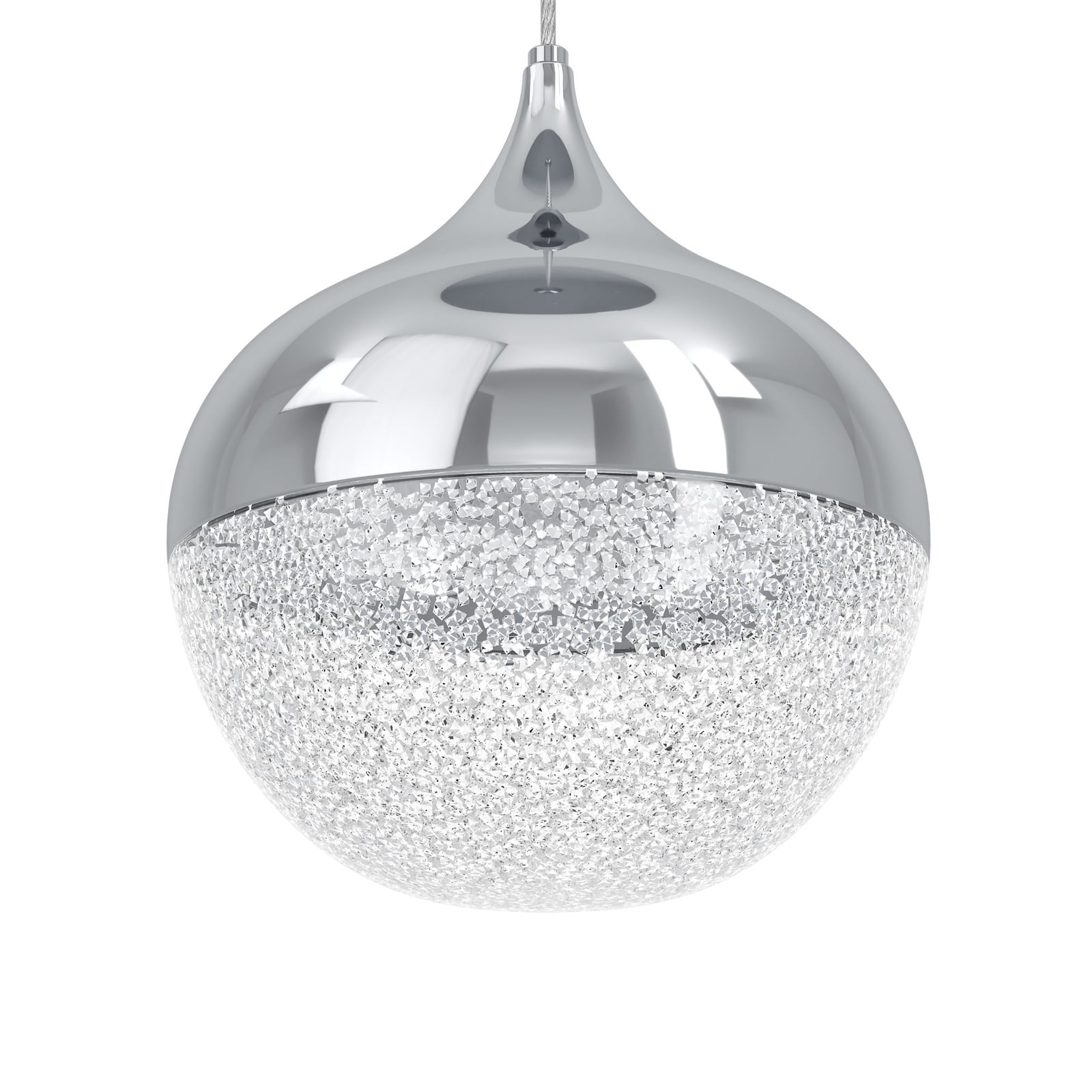 Mioglia LED hanging light, chrome, Ø 58 cm, 10-bulb - Stars of Light