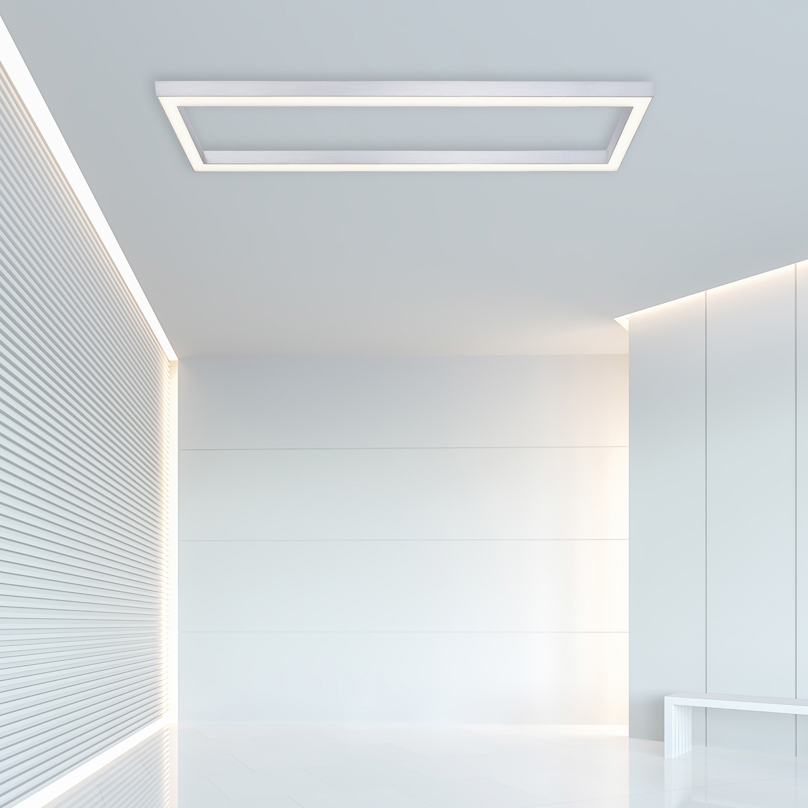 Pure Lines LED plafondlamp, hoekig, aluminium
