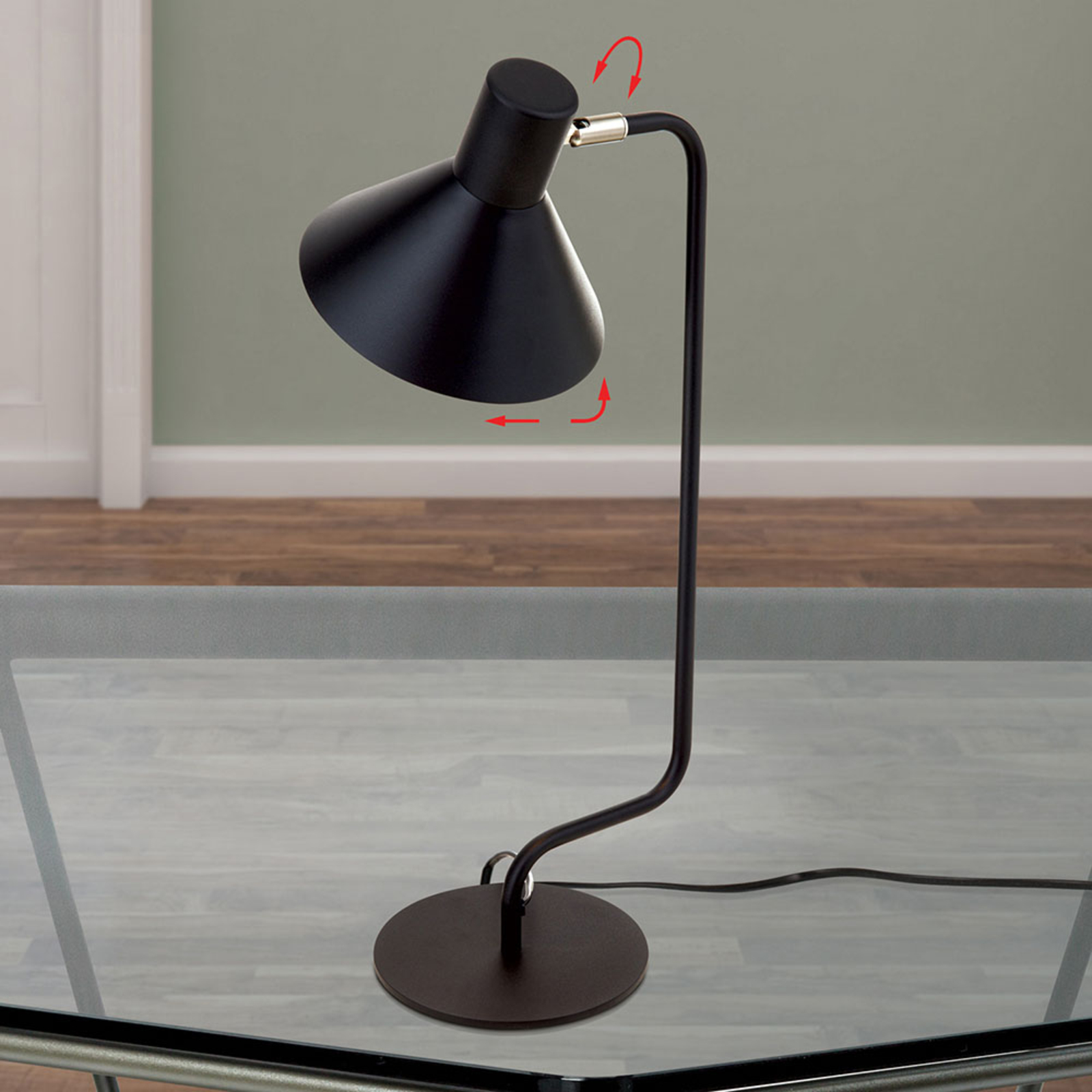Lámpara de mesa Viktoria cabeza ajustable negro