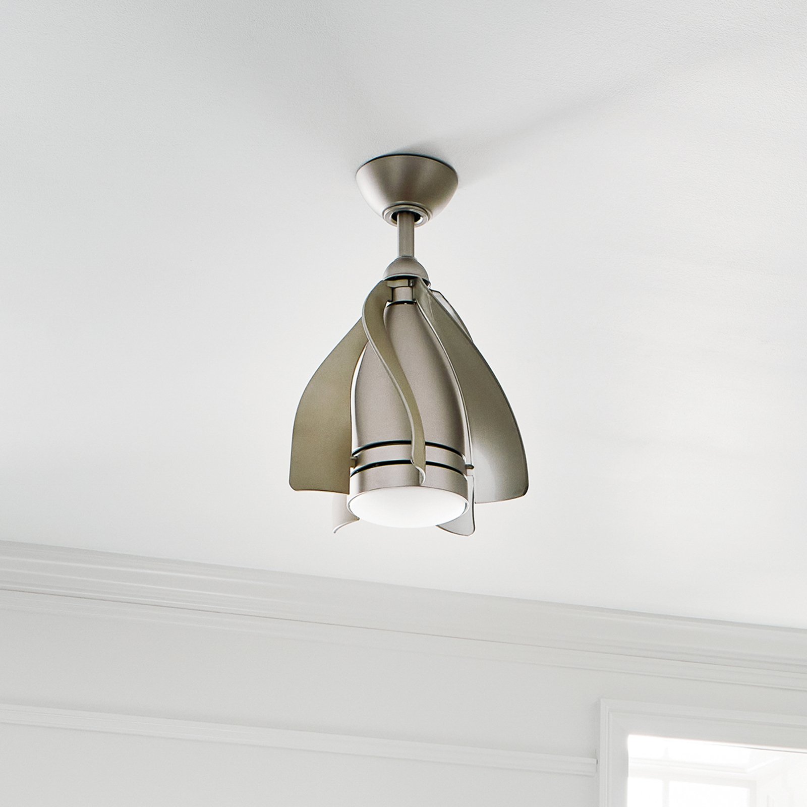 Terna LED ceiling fan, nickel/cream