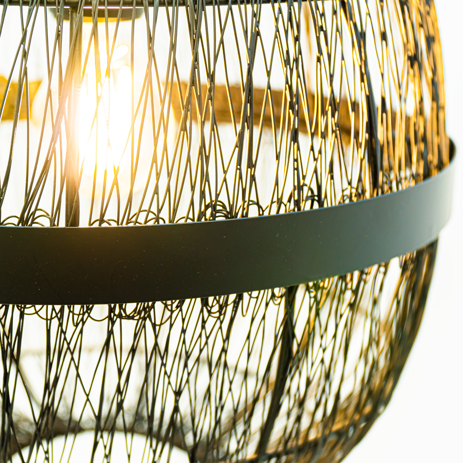 Hermi II hanging light, metal mesh, black, Ø 50cm