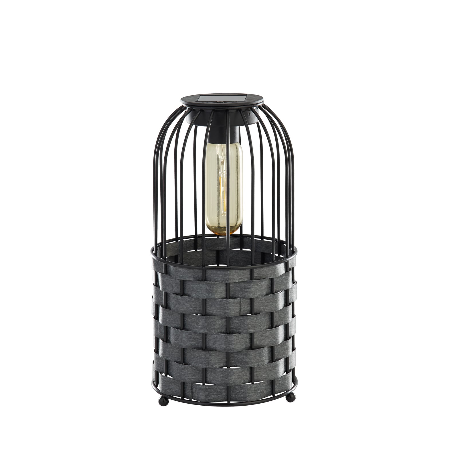 Solar-LED-Terrassenleuchte Tahoa, grau, Rattan, IP44