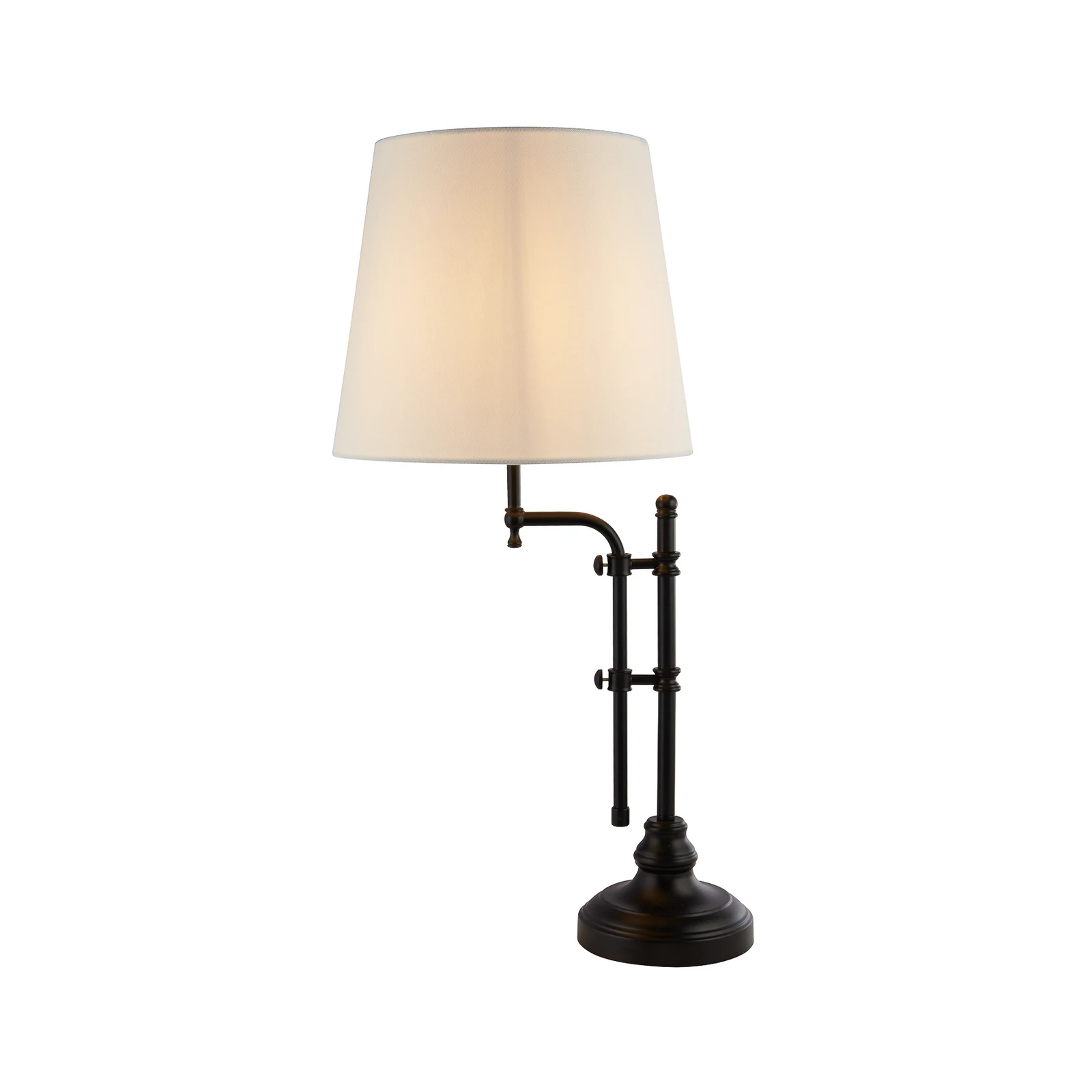 Tischlampe Munich, schwarz/weiß, Leinen, E27, verstellbar