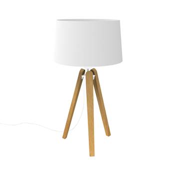 Lampada da tavolo Essence LT legno e stoffa bianco