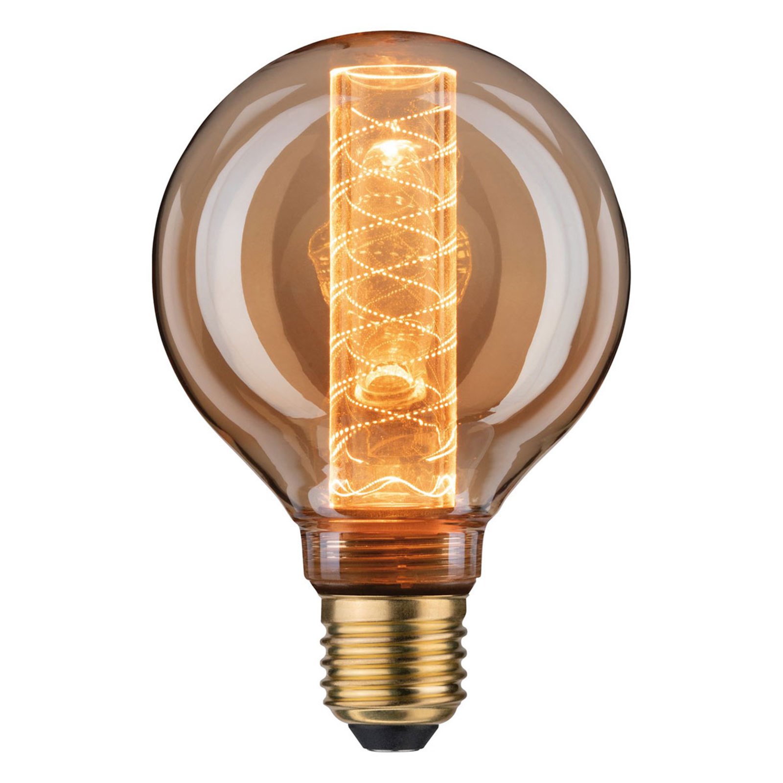 Lampada a LED in vetro E27 4W G95 con motivo a spirale Inner Glow