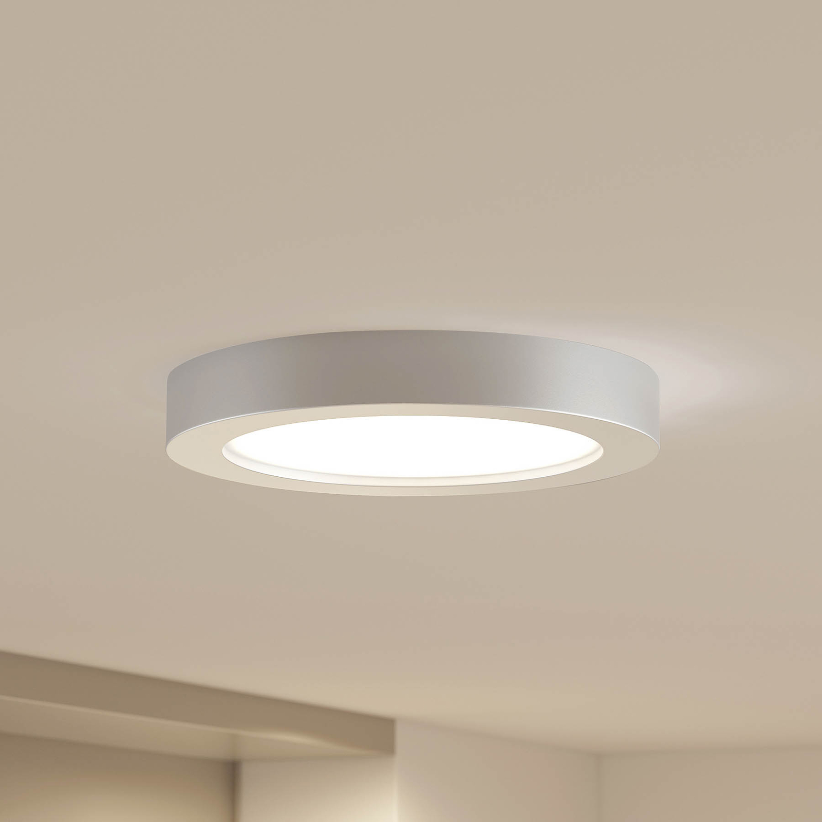 Prios Edwina LED ceiling light, silver, 24.5 cm