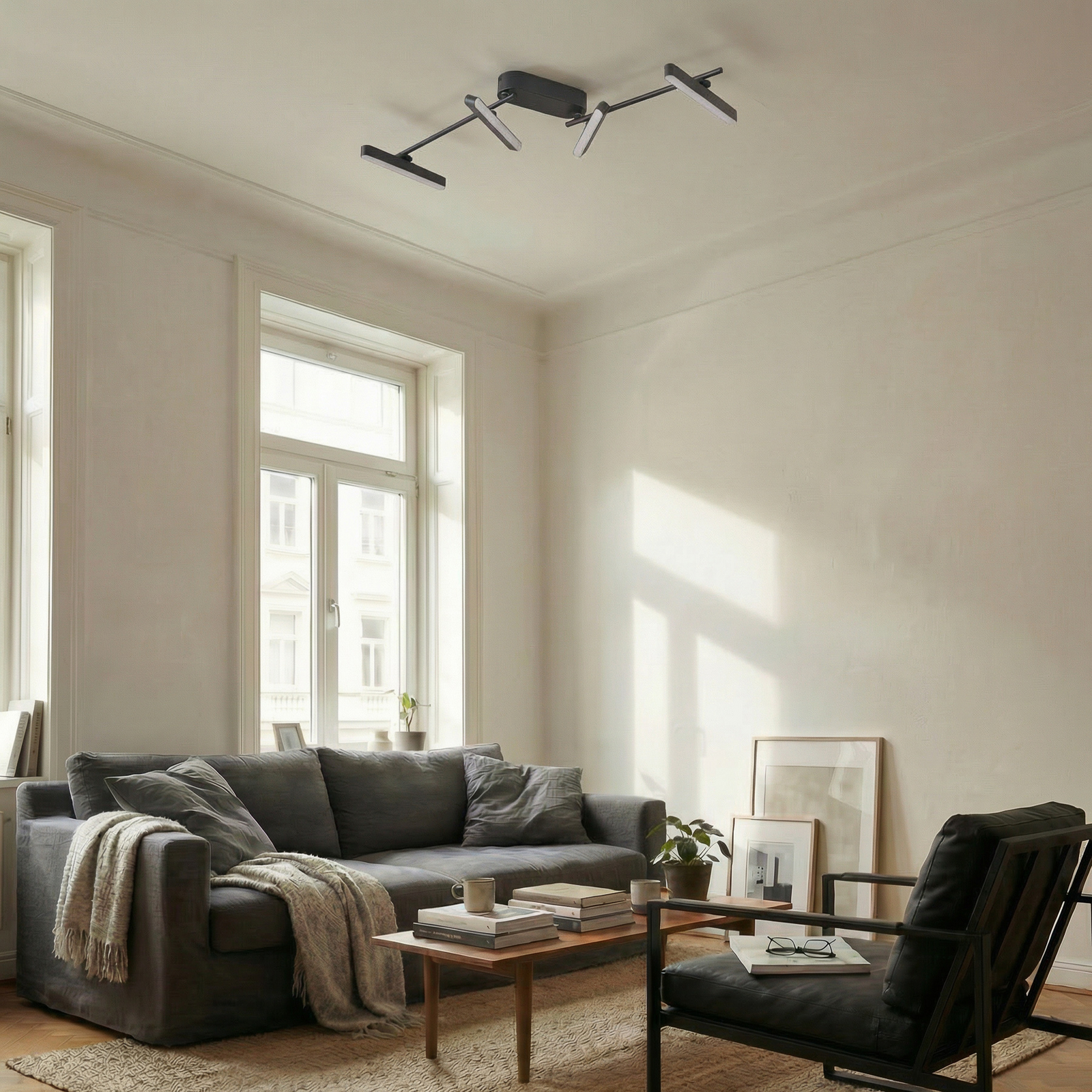 Lindby LED-Deckenleuchte Eldrin, 4-flg., schwarz,Lichtleiste Lindby LED-Deckenleuchte Eldrin, 4-flg., schwarz,Lichtleiste