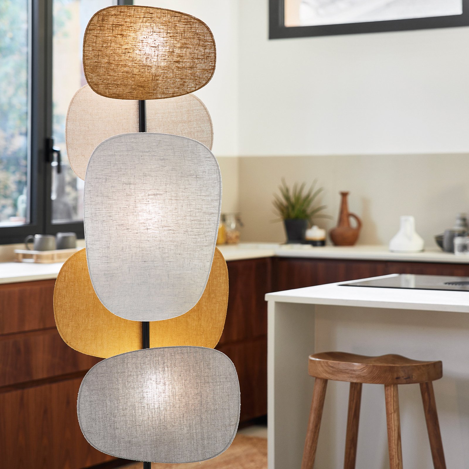 Stehlampe Screen 70's, mehrfarbig, Leinen, 174 cm - MARKET SET Stehlampe Screen 70's, mehrfarbig, Leinen, 174 cm - MARKET SET