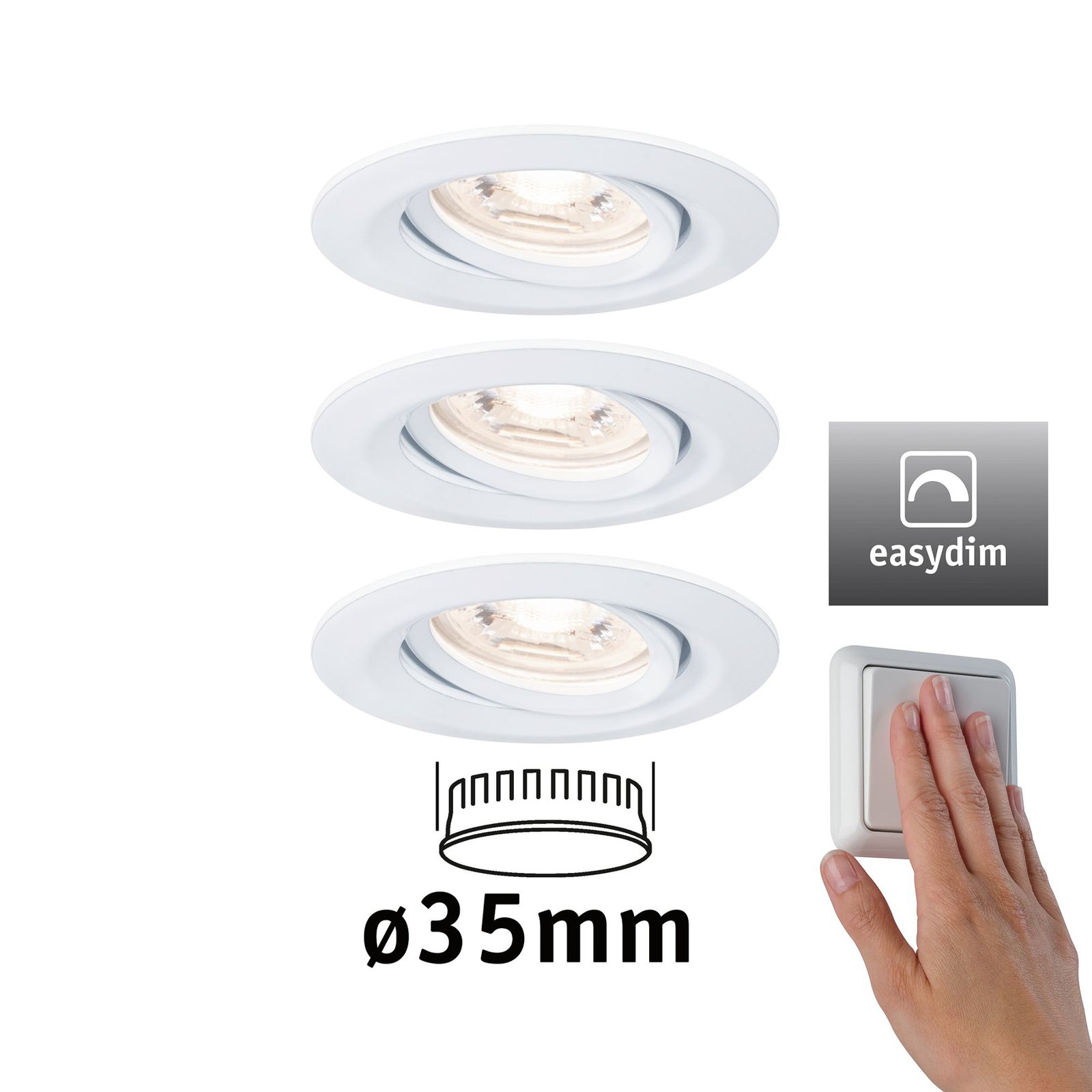 Paulmann Nova mini Plus LED easydim, 3 stk., hvid