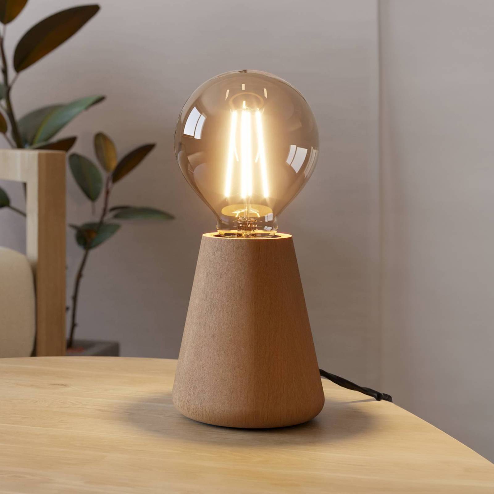 EGLO Lampada da tavolo Asby, legno chiaro, altezza 10 cm, legno