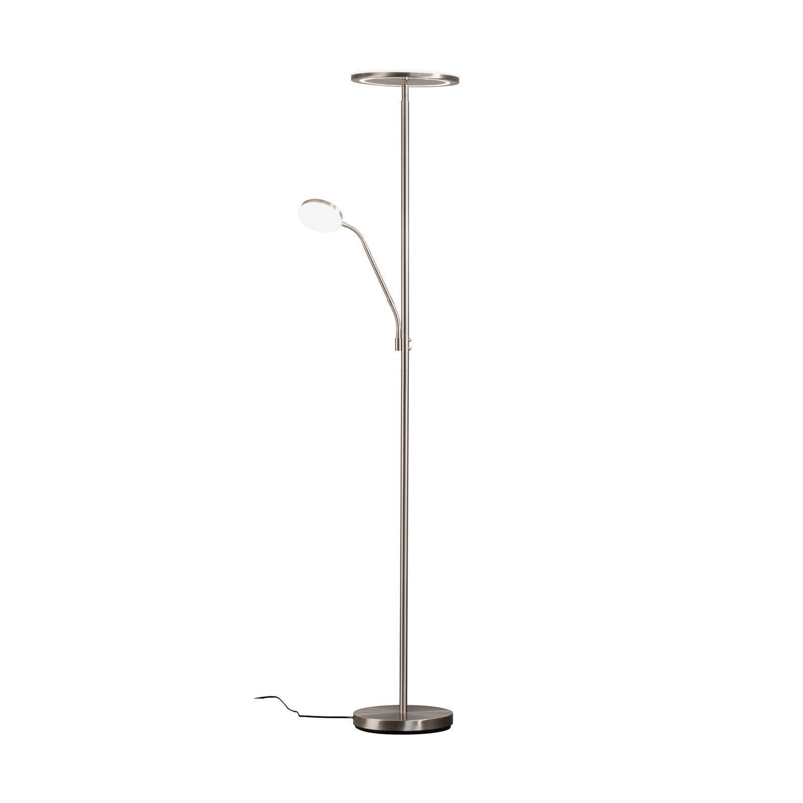 Sorento nickel LED floor lamp, height 182 cm, 2-bulb, CCT touch dimmer