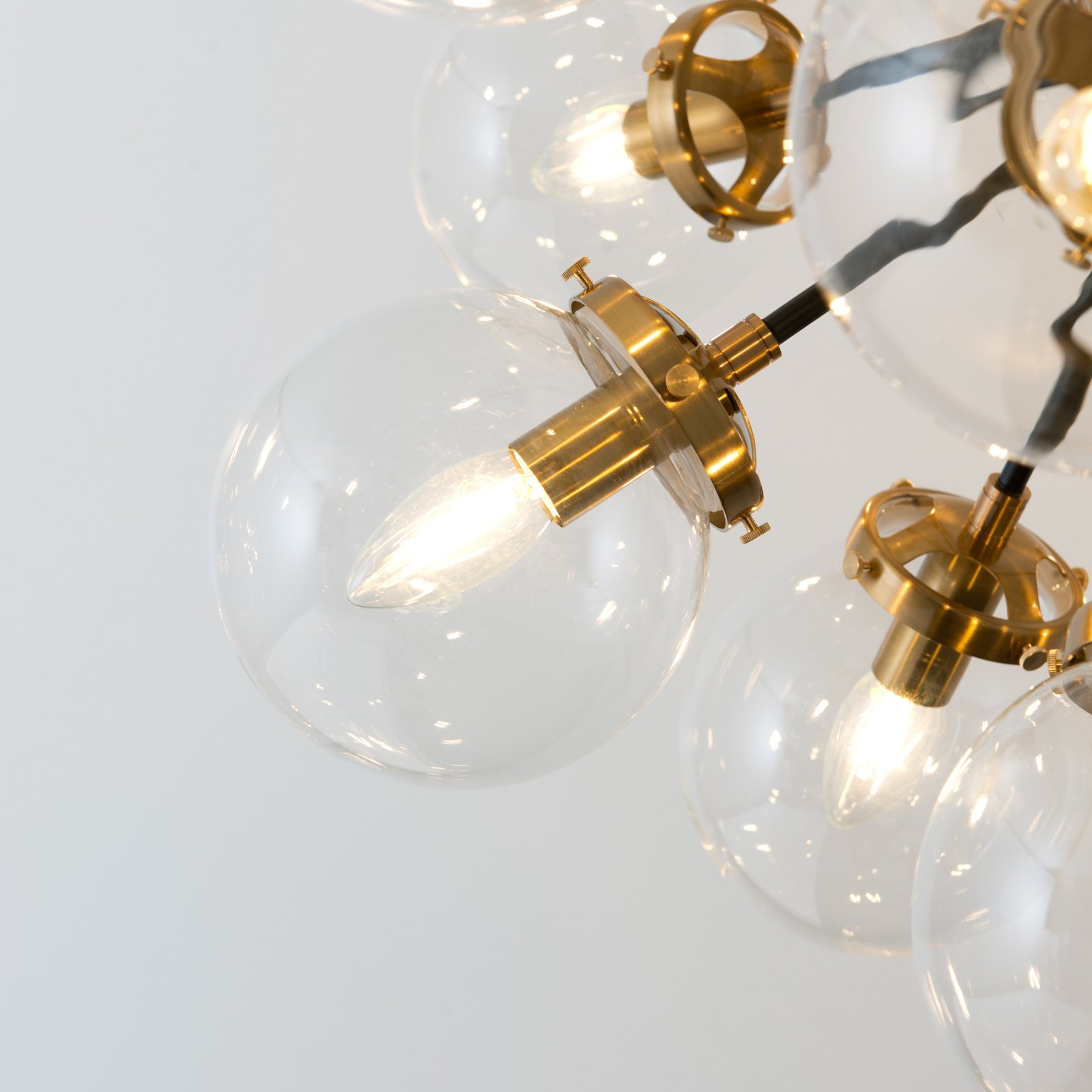 Moltiplicatore pendant light 18-bulb, gold/clear