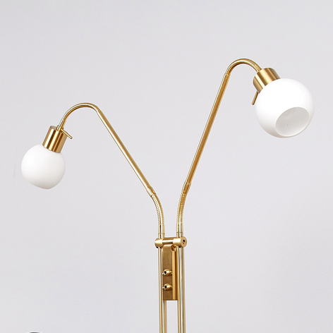 2-lichts LED-vloerlamp Elaina, messing