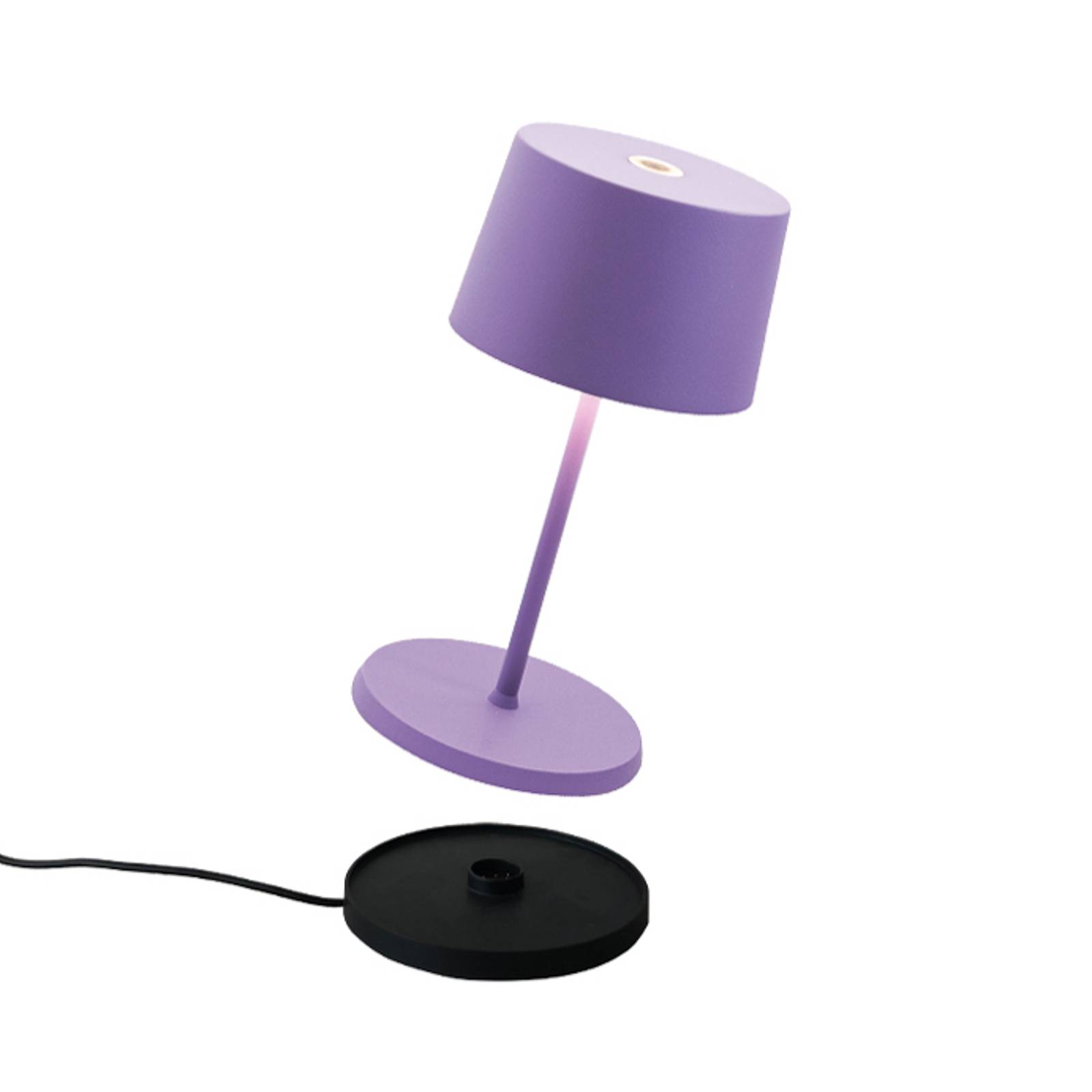 Zafferano Olivia mini batteri bordslampa lila