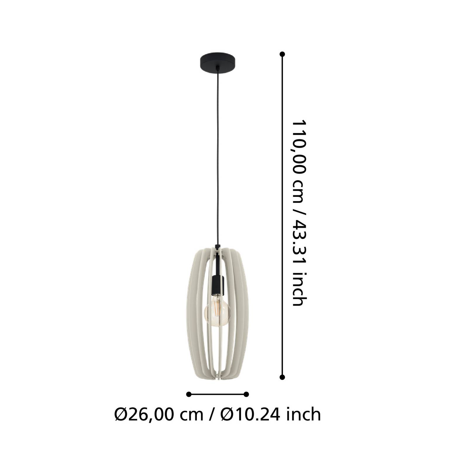 Lampa wisząca Bajazzara, jeden klosz, kolor piaskowy