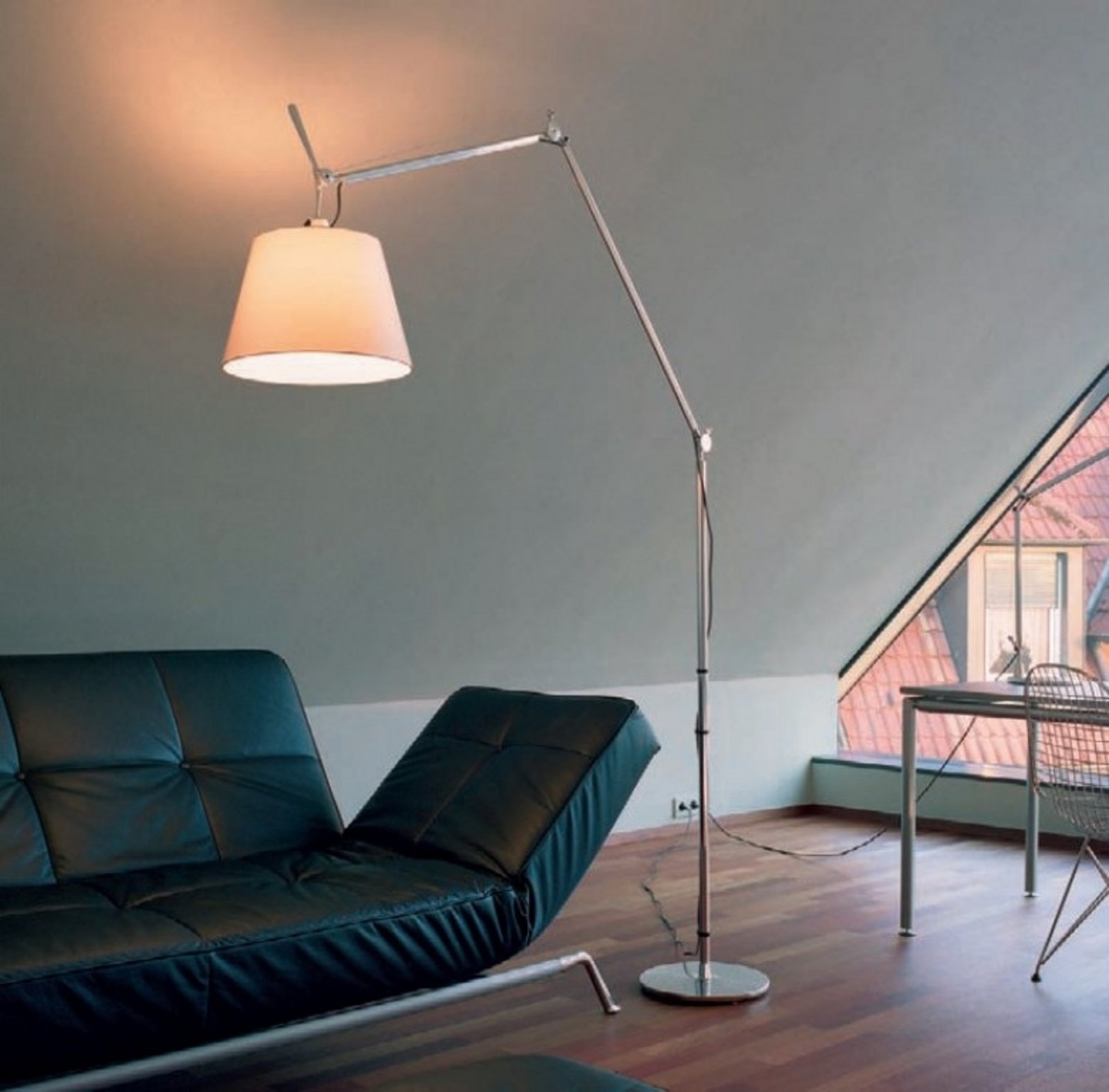 Tolomeo Mega Lampadar cu Dimmer ø320 Parchment Aluminium - Artemide