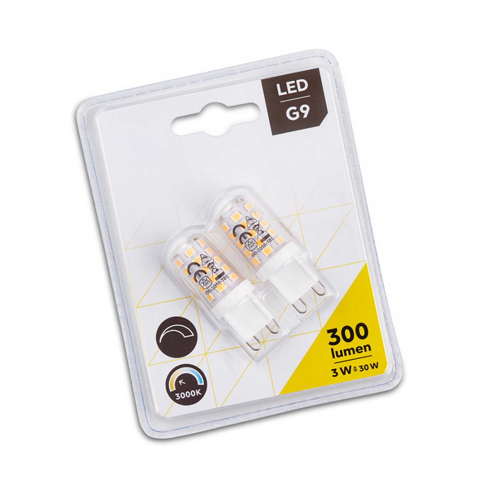 Bi-pin LED bulb G9 3W, 3,000 K, externally dimmable, set of 2