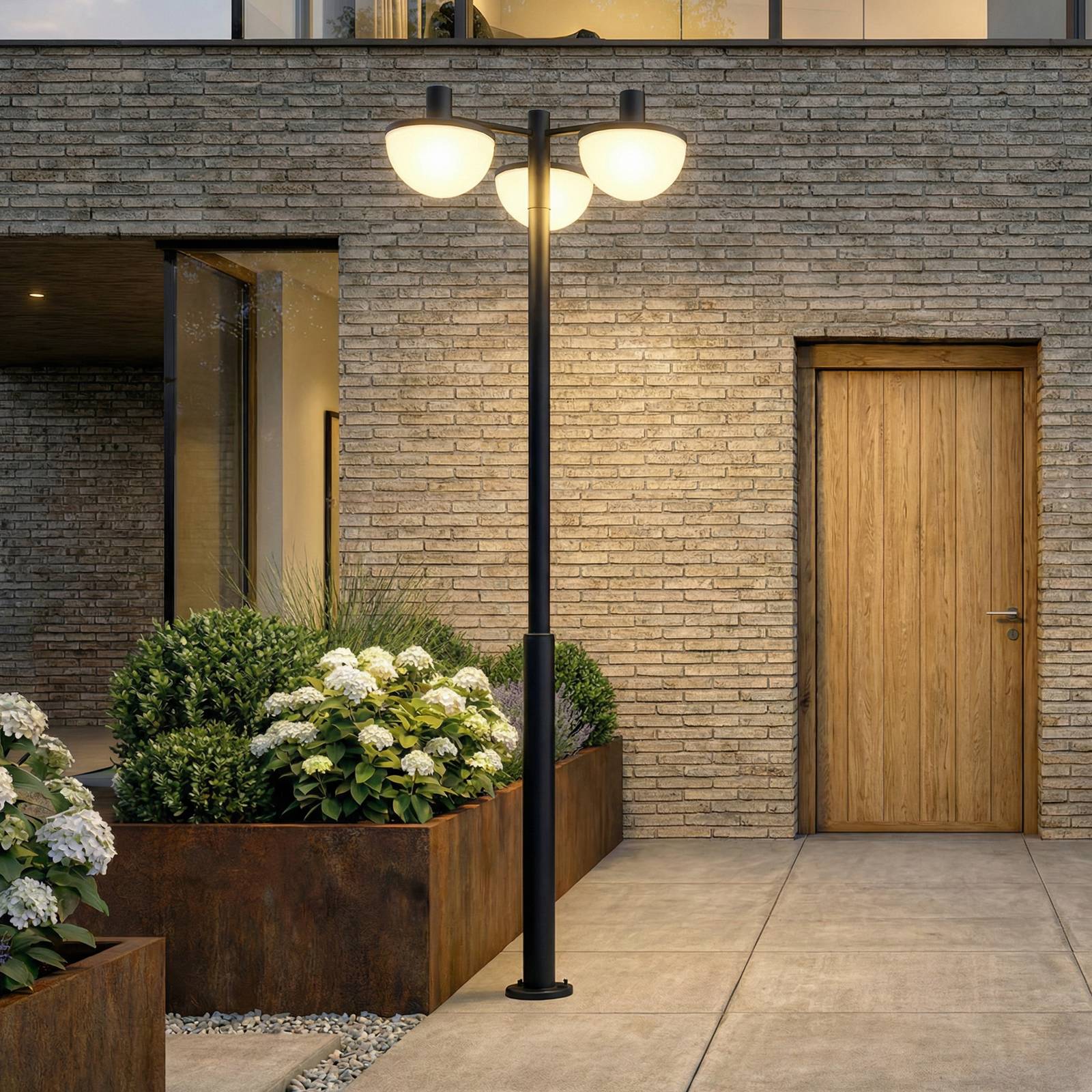 Luminaire d'extérieur LED Lucande Toras, noir, à 3 lampes, CCT à intensité