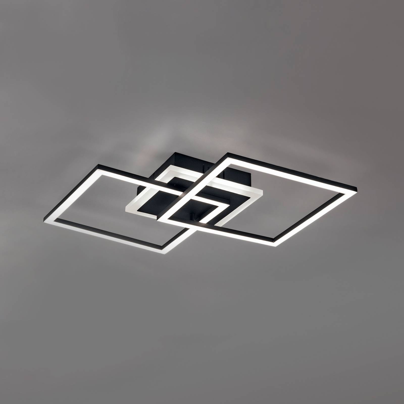 LED-Deckenleuchte Venida, schwarz, zwei Quadrate