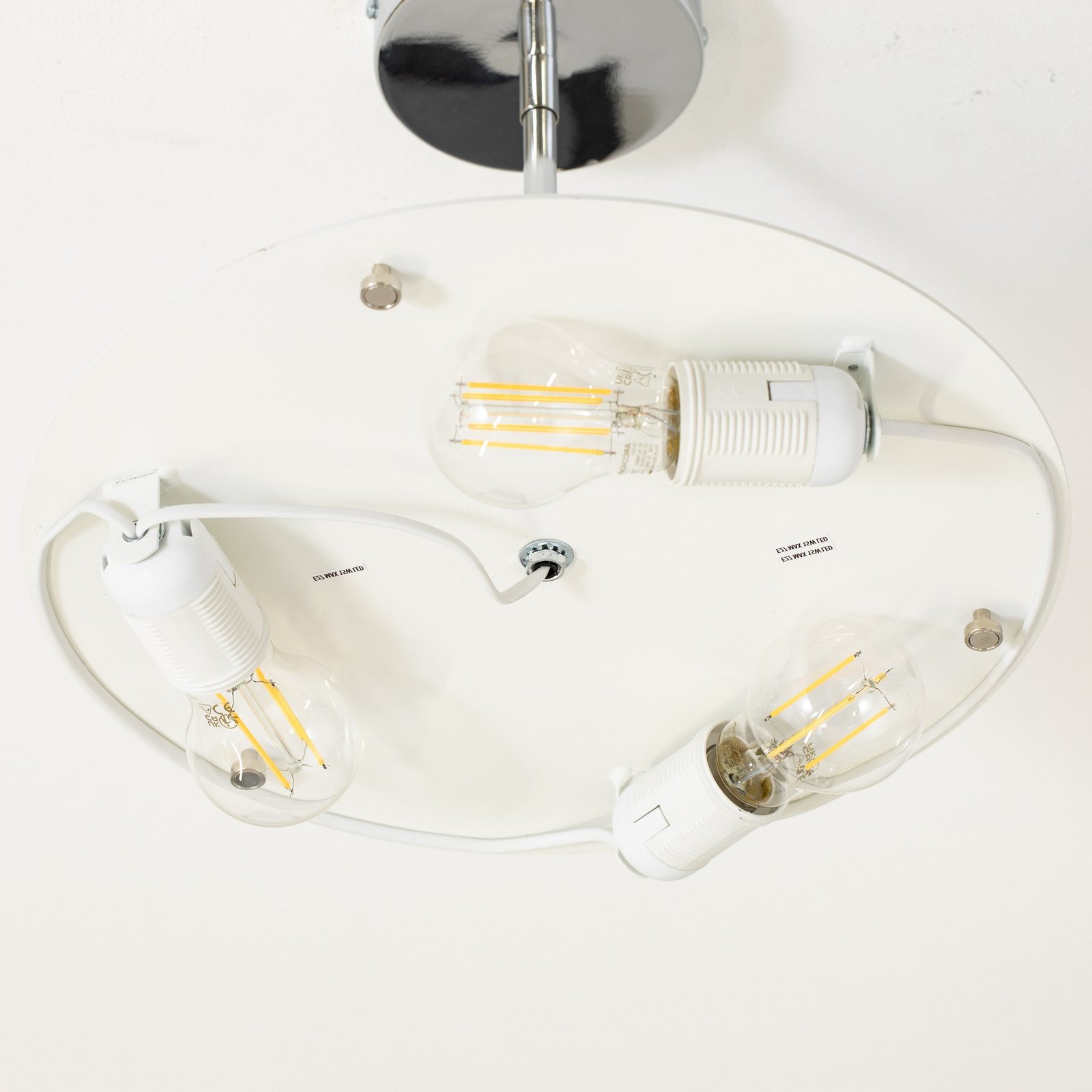 Ceiling light Oja, white/chrome, textile, Ø 40 cm