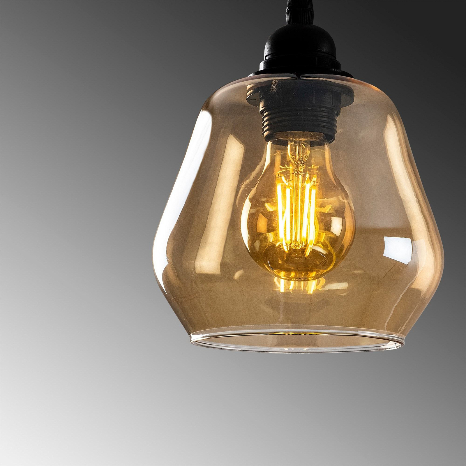 Pendant light Gold 032, gold-transparent, glass 3-bulb long