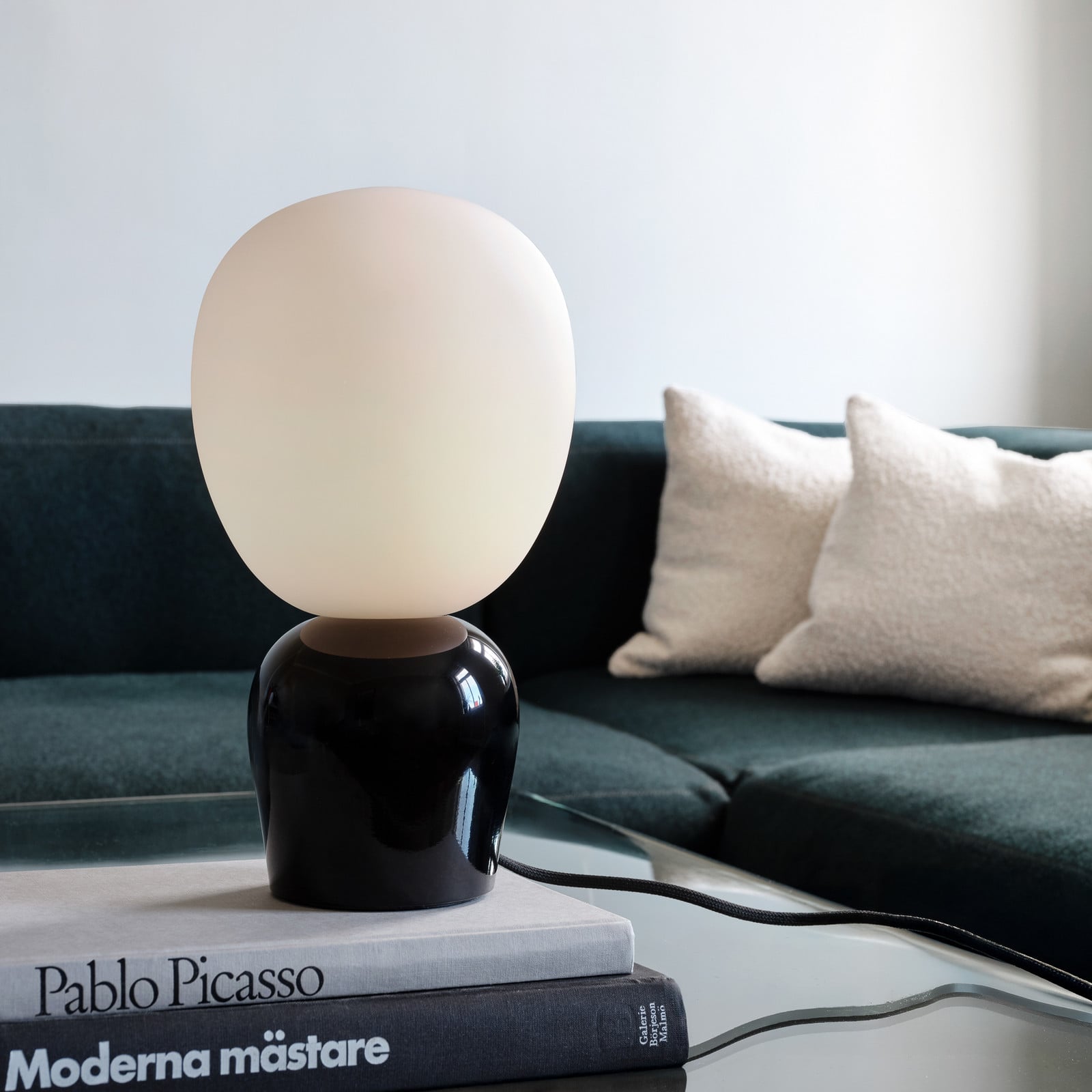 Lampe à poser Buddy noir métal/verre hauteur 33,5 cm